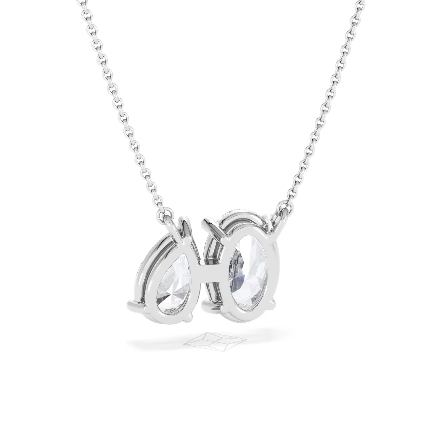 Moi et Toi Lab Diamond Oval 1.50ct + Pear 1.50ct Necklace - Image 52