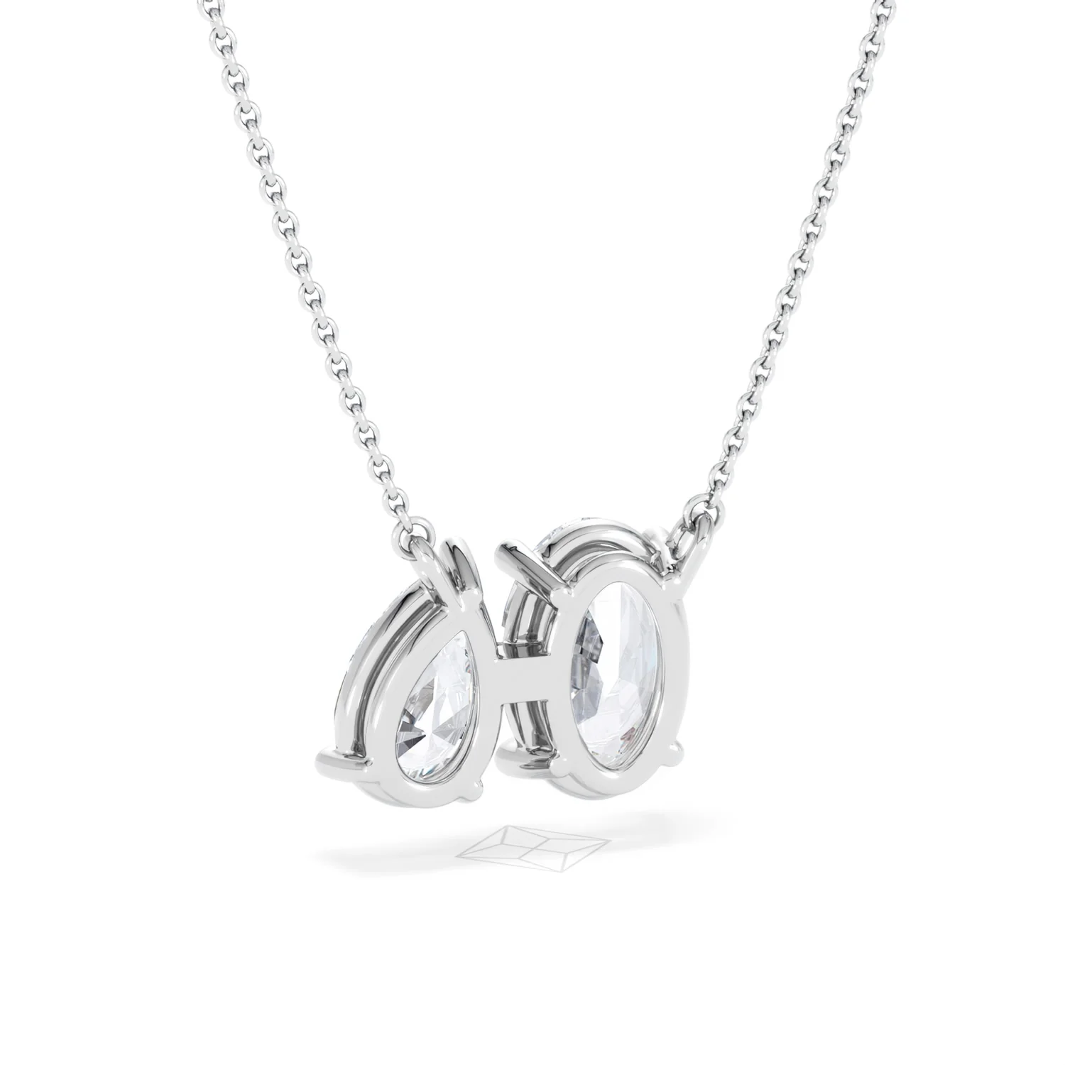Moi et Toi Lab Diamond Oval 1.50ct + Pear 1.50ct Necklace - Image 53