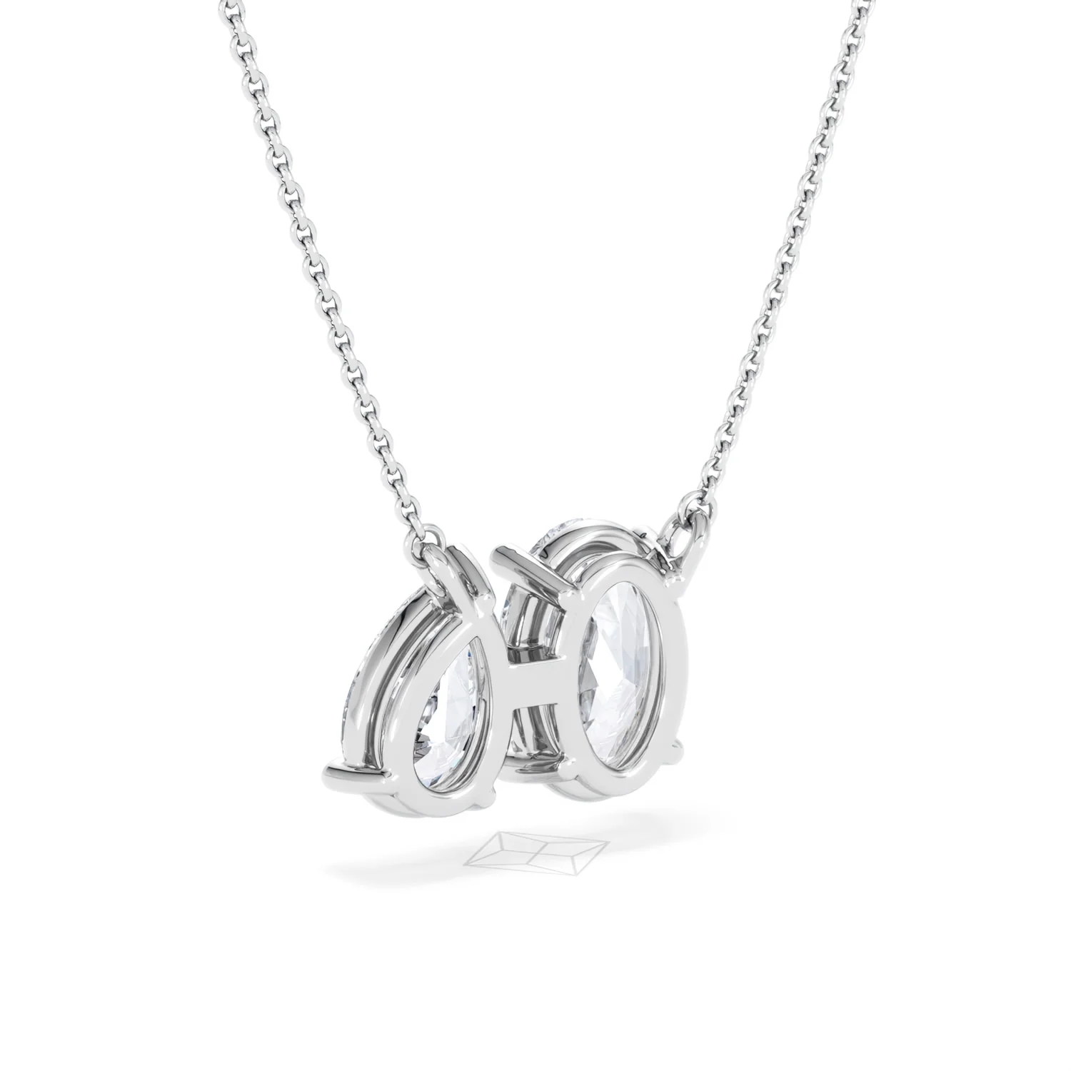 Moi et Toi Lab Diamond Oval 1.50ct + Pear 1.50ct Necklace - Image 55