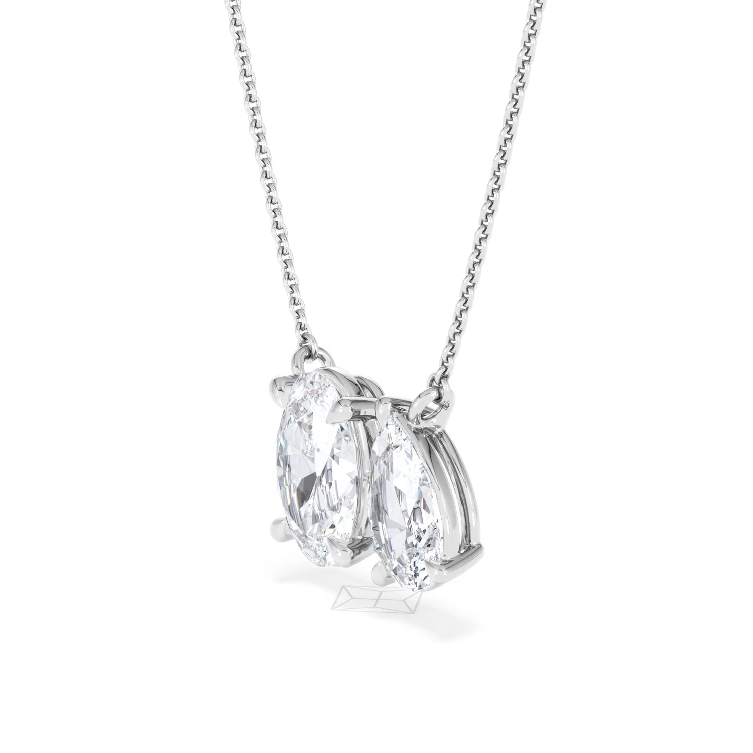 Moi et Toi Lab Diamond Oval 1.50ct + Pear 1.50ct Necklace - Image 77
