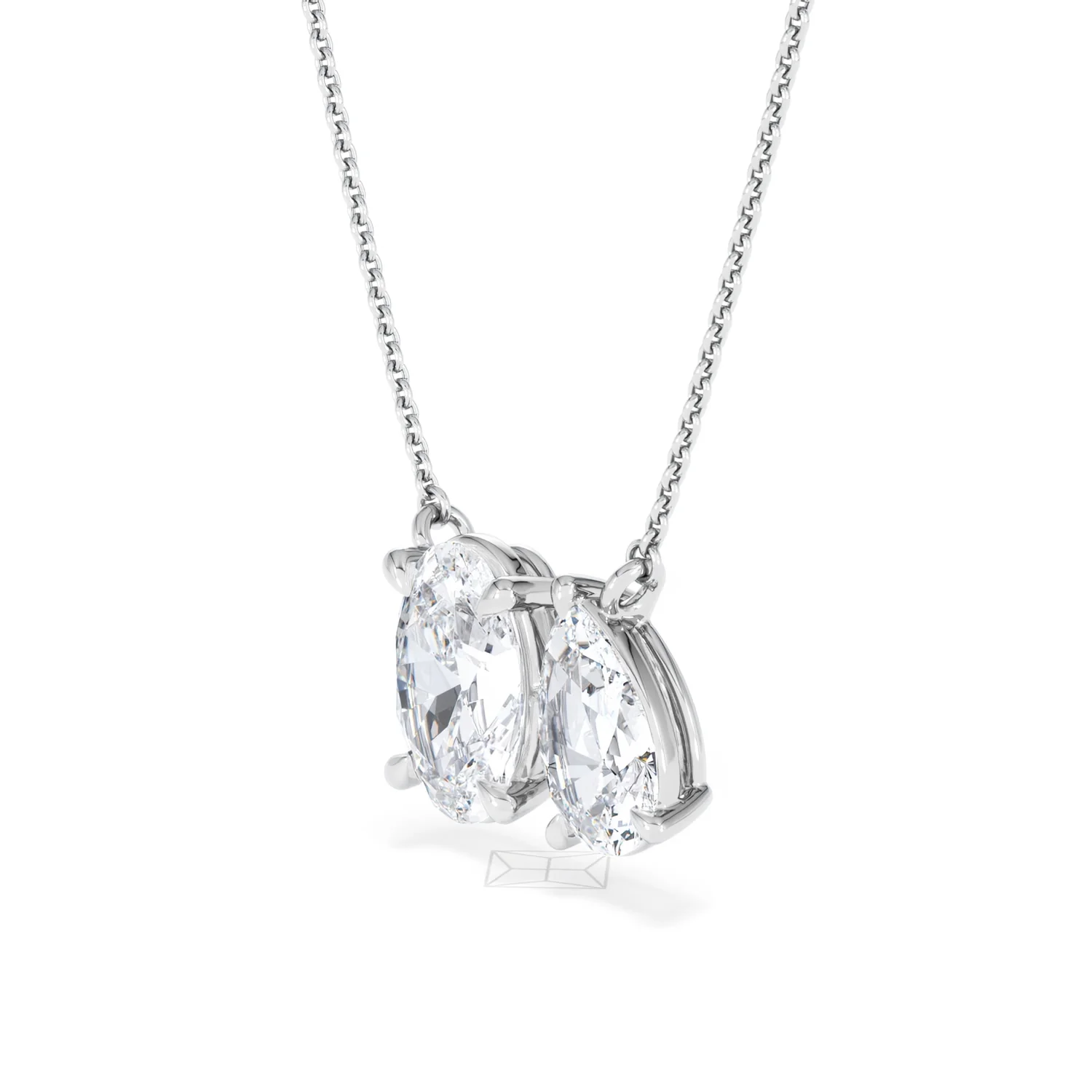 Moi et Toi Lab Diamond Oval 1.50ct + Pear 1.50ct Necklace - Image 78