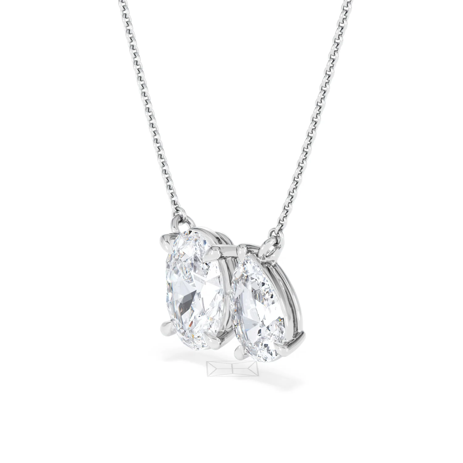 Moi et Toi Lab Diamond Oval 1.50ct + Pear 1.50ct Necklace - Image 79