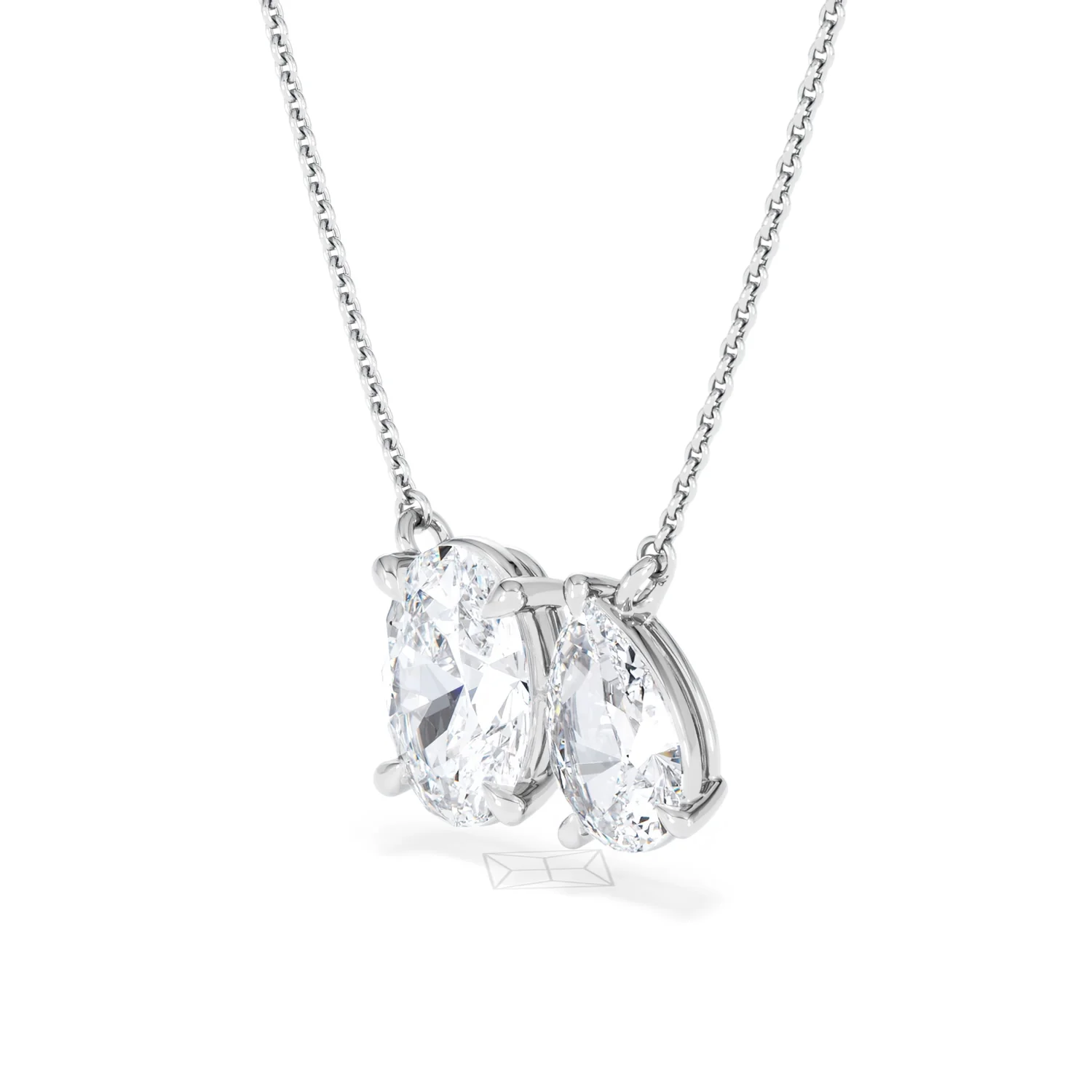 Moi et Toi Lab Diamond Oval 1.50ct + Pear 1.50ct Necklace - Image 80