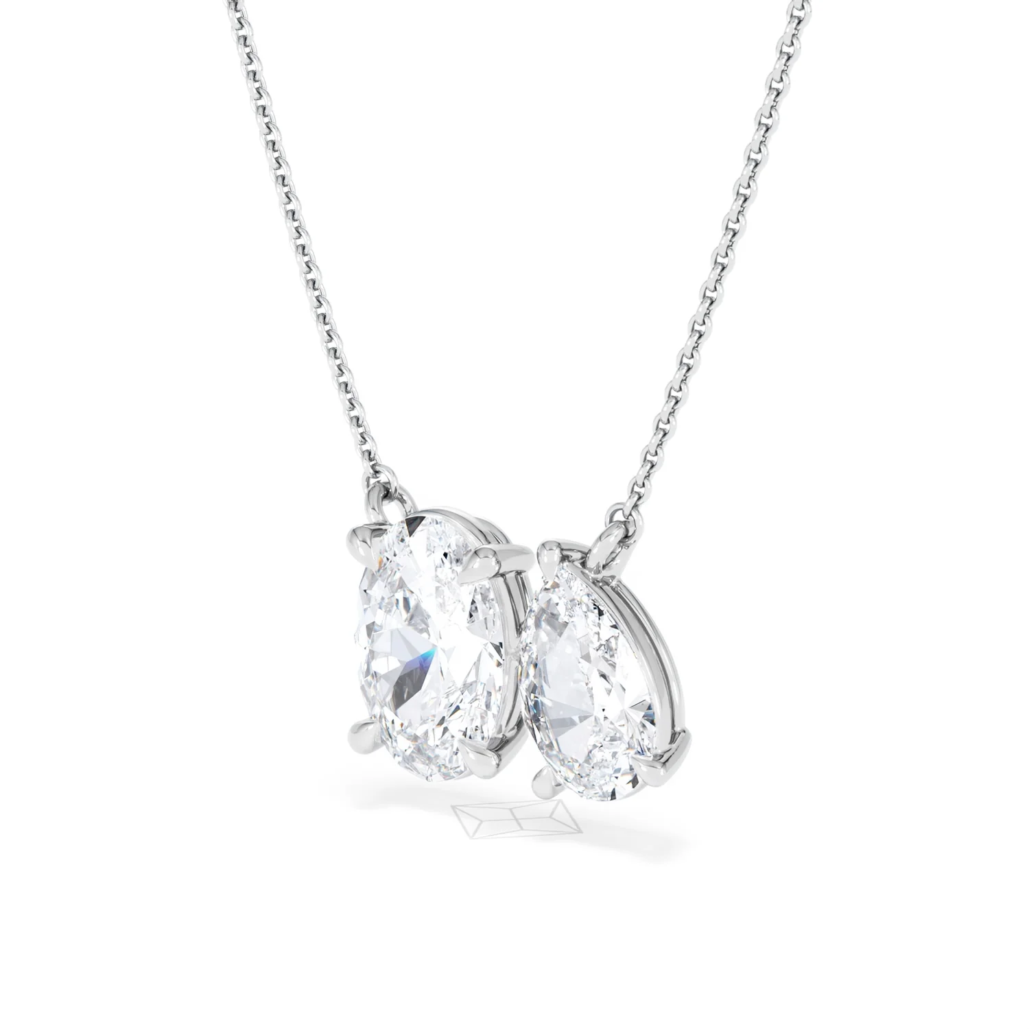 Moi et Toi Lab Diamond Oval 1.50ct + Pear 1.50ct Necklace - Image 81