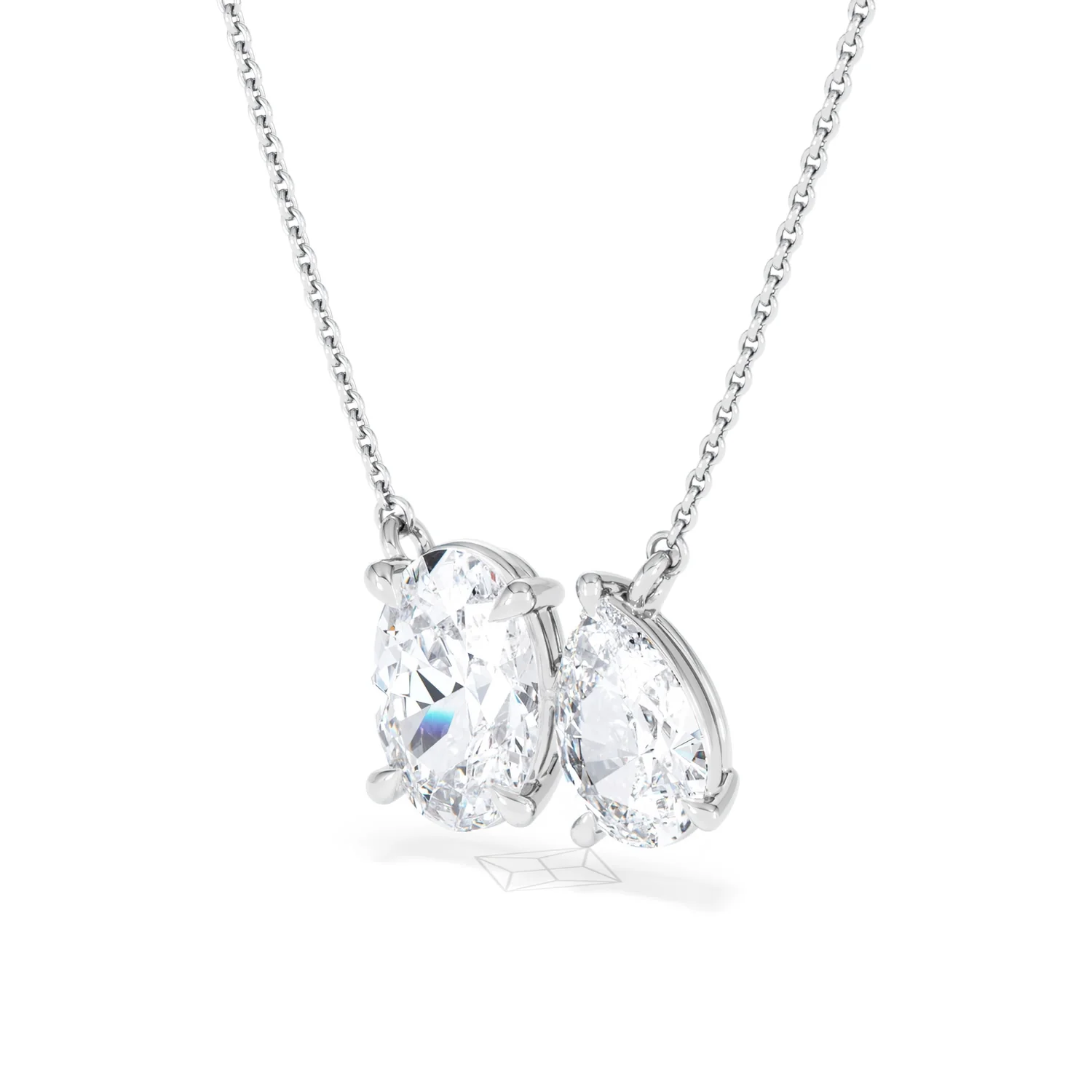 Moi et Toi Lab Diamond Oval 1.50ct + Pear 1.50ct Necklace - Image 82