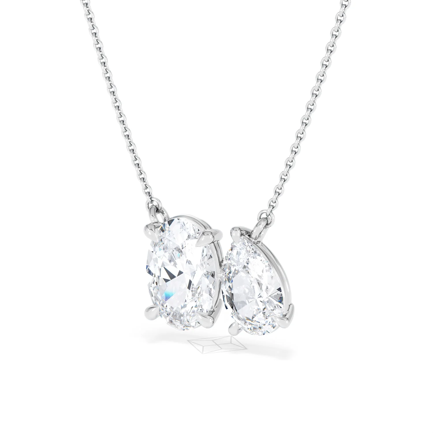 Moi et Toi Lab Diamond Oval 1.50ct + Pear 1.50ct Necklace - Image 83