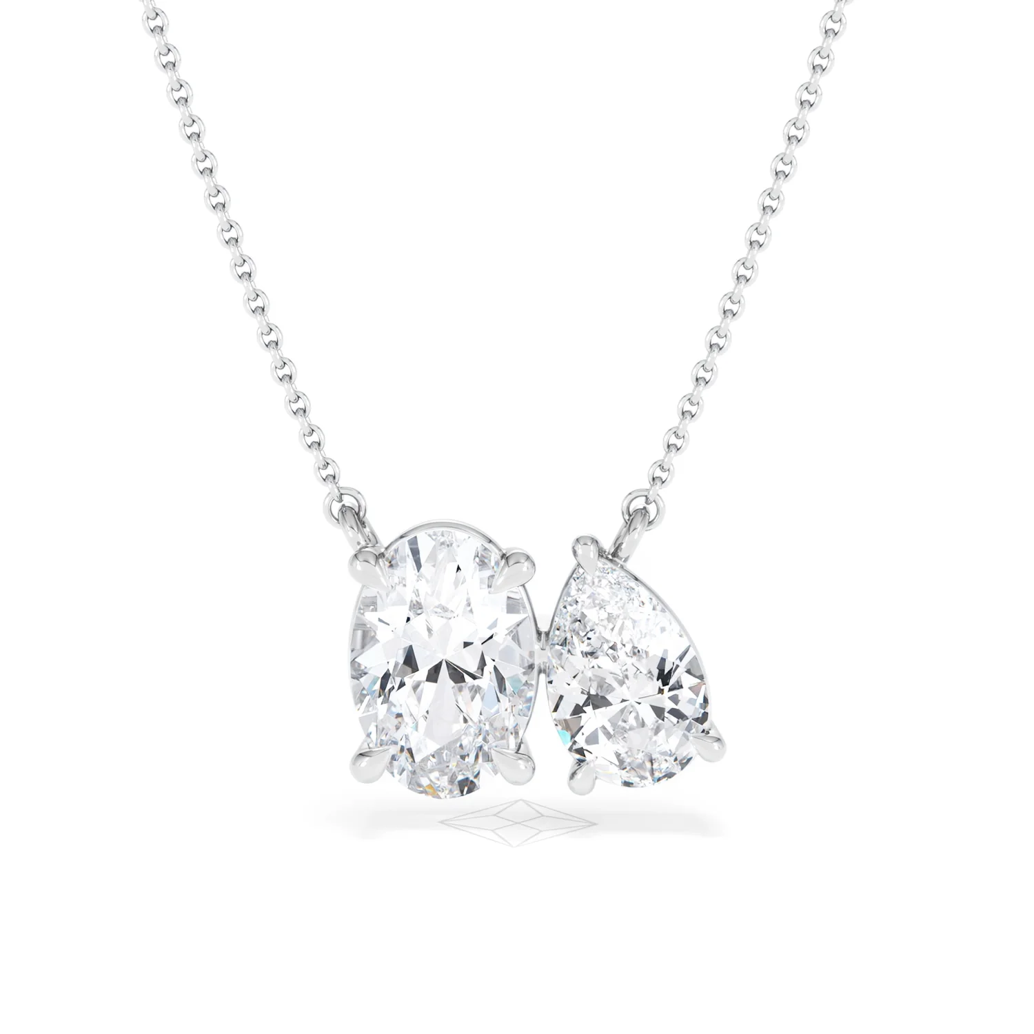 Moi et Toi Lab Diamond Oval 1.50ct + Pear 1.50ct Necklace - Image 88