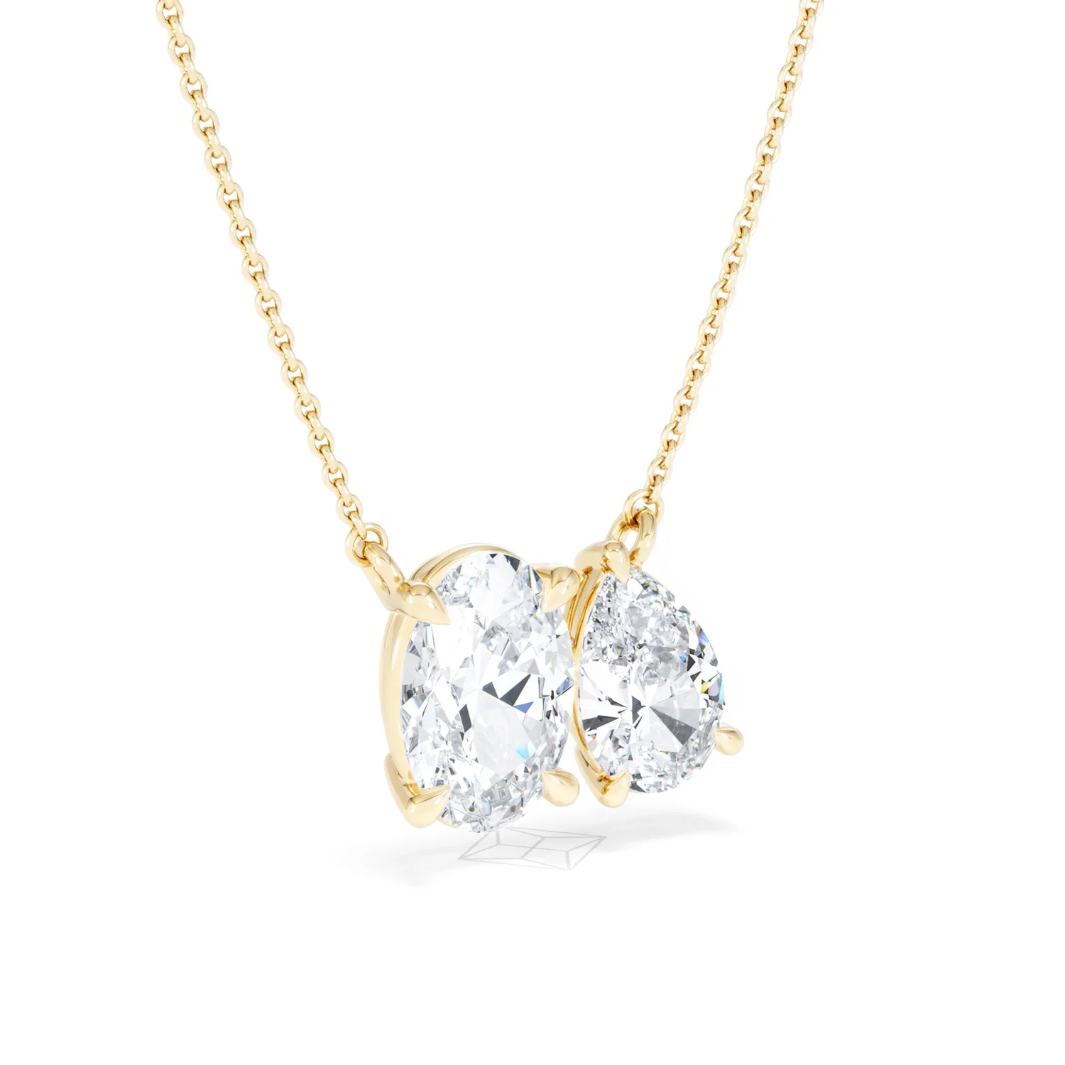 Toi Et Moi 3.00ct Oval and Pear Cut Lab Diamond 2 Stone Necklace in 18k Yellow Gold - Image 15