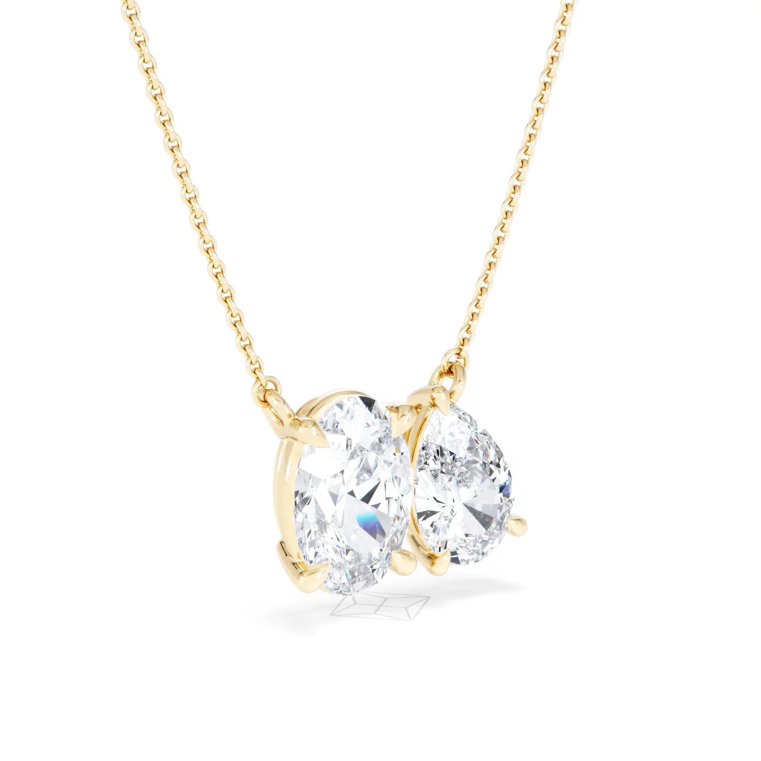 Toi Et Moi 3.00ct Oval and Pear Cut Lab Diamond 2 Stone Necklace in 18k Yellow Gold - Image 16