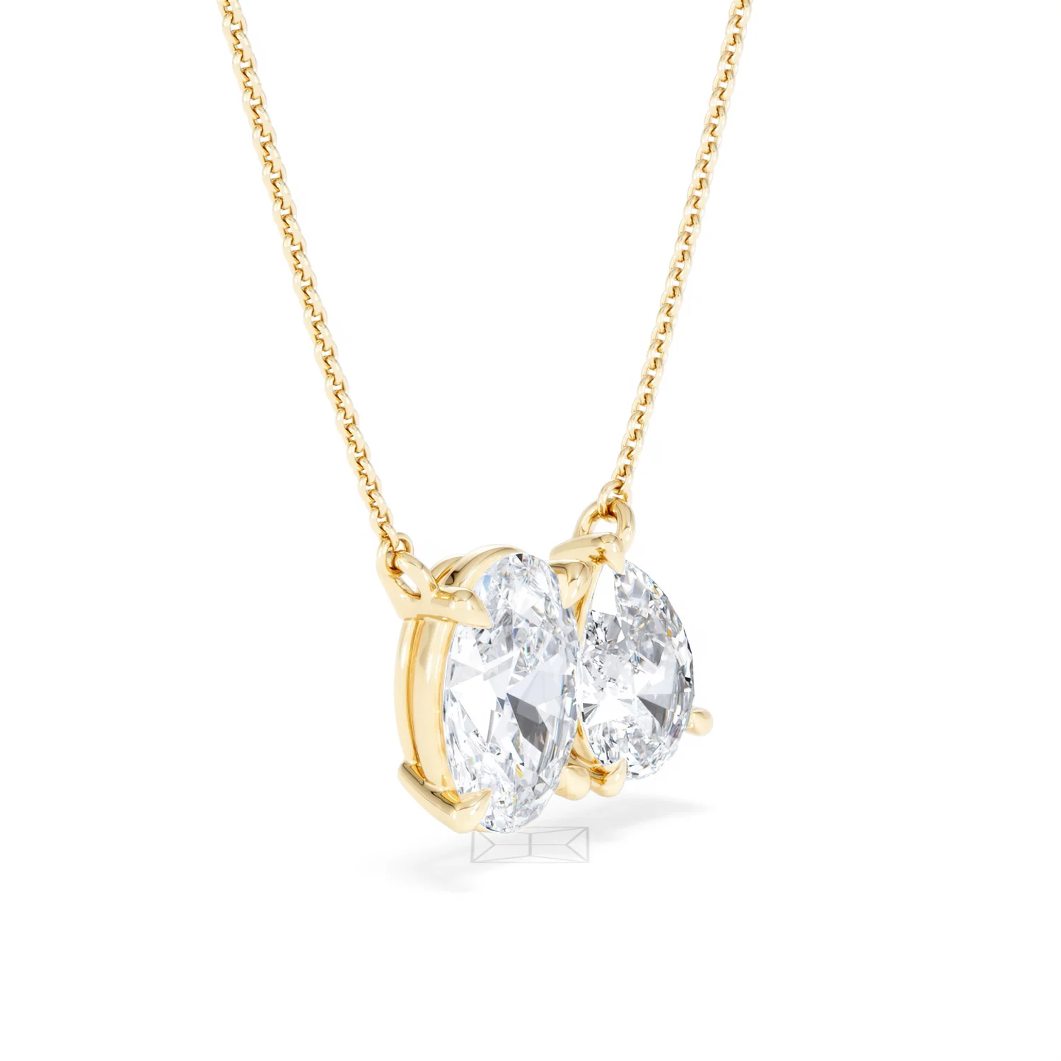 Toi Et Moi 3.00ct Oval and Pear Cut Lab Diamond 2 Stone Necklace in 18k Yellow Gold - Image 19