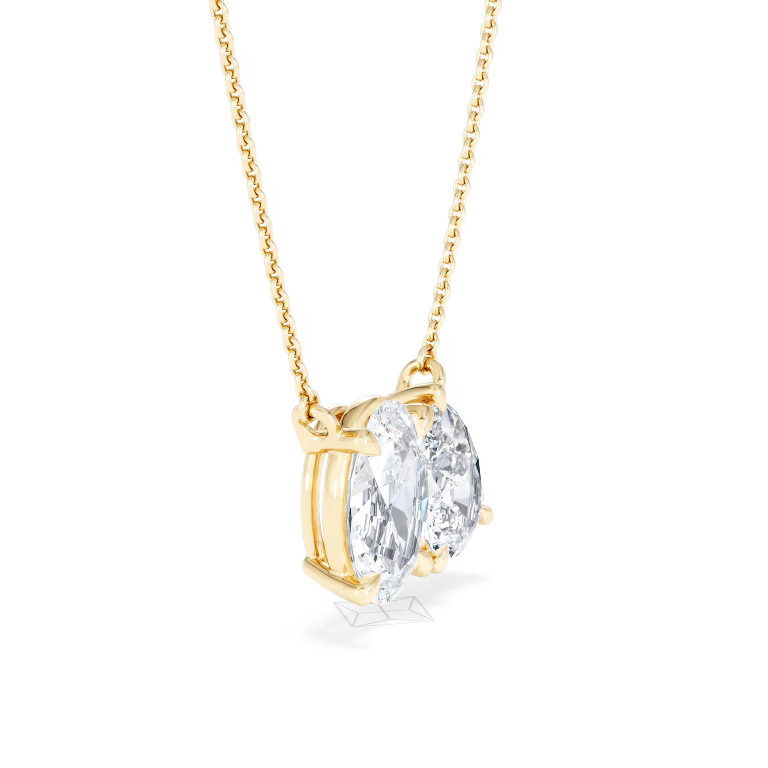 Toi Et Moi 3.00ct Oval and Pear Cut Lab Diamond 2 Stone Necklace in 18k Yellow Gold - Image 22