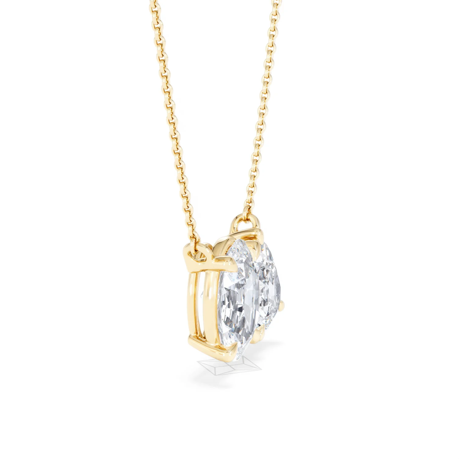 Toi Et Moi 3.00ct Oval and Pear Cut Lab Diamond 2 Stone Necklace in 18k Yellow Gold - Image 24