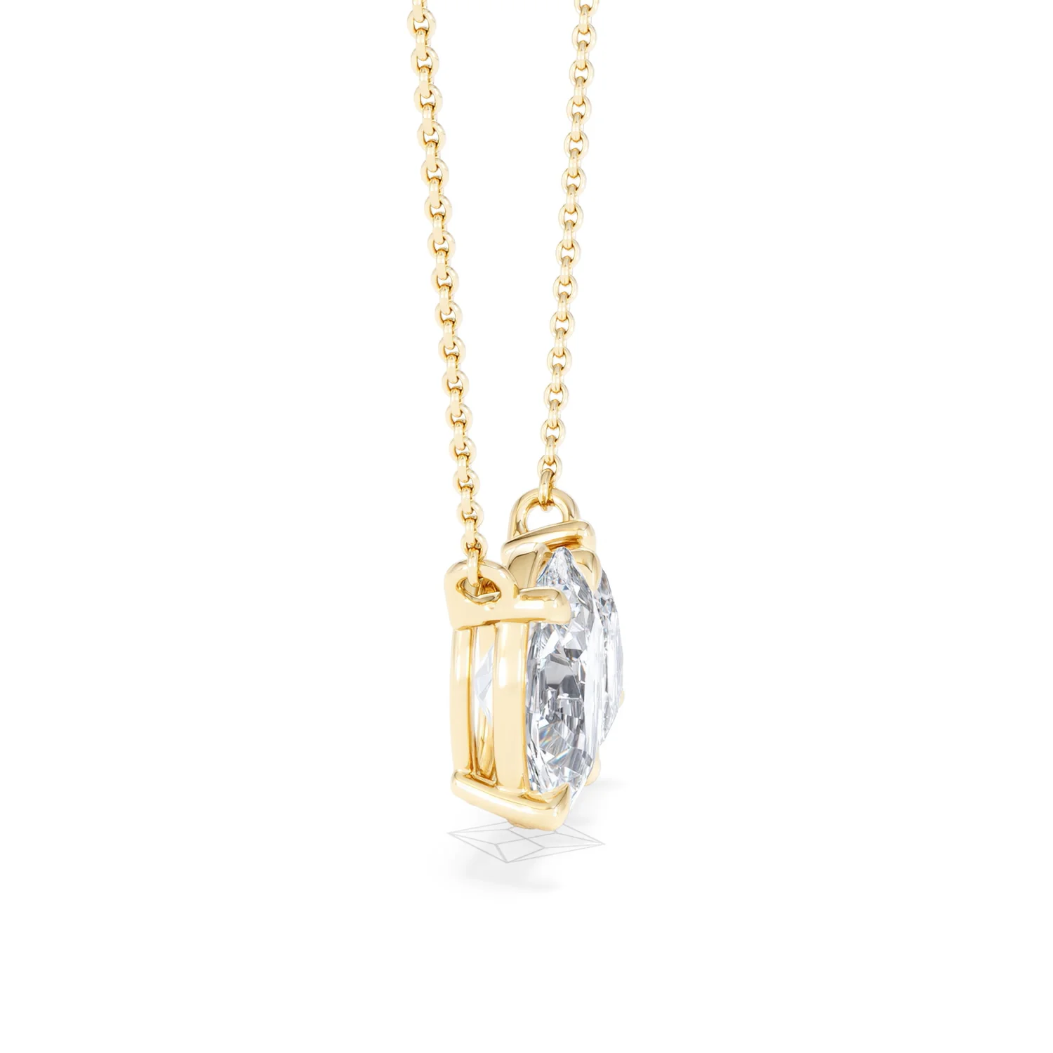 Toi Et Moi 3.00ct Oval and Pear Cut Lab Diamond 2 Stone Necklace in 18k Yellow Gold - Image 26