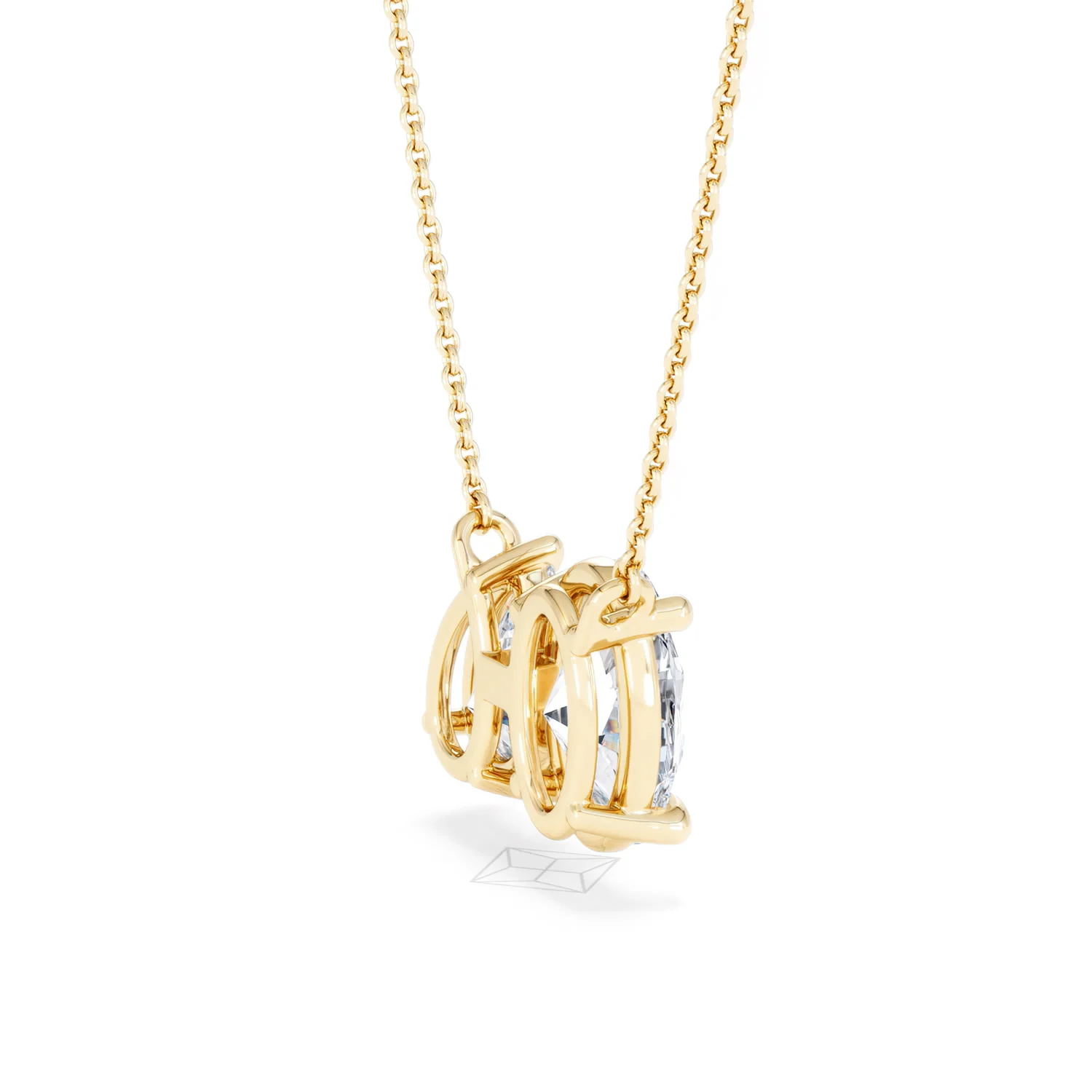 Toi Et Moi 3.00ct Oval and Pear Cut Lab Diamond 2 Stone Necklace in 18k Yellow Gold - Image 35