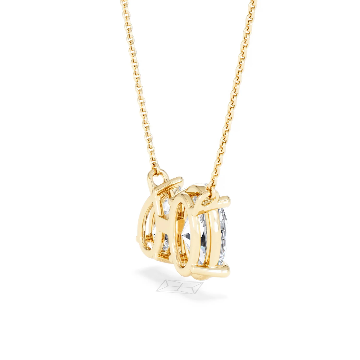 Toi Et Moi 3.00ct Oval and Pear Cut Lab Diamond 2 Stone Necklace in 18k Yellow Gold - Image 36