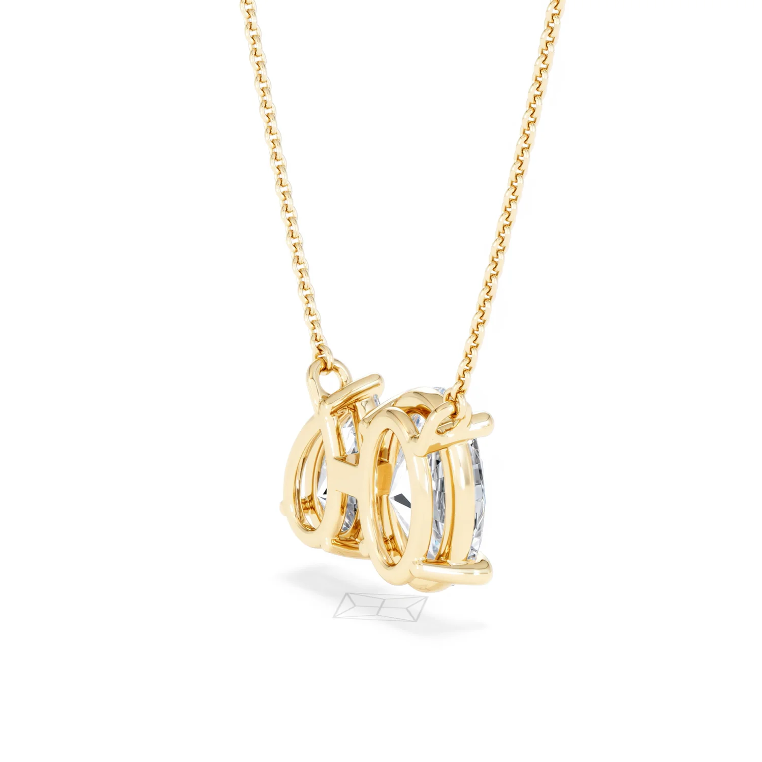 Toi Et Moi 3.00ct Oval and Pear Cut Lab Diamond 2 Stone Necklace in 18k Yellow Gold - Image 37