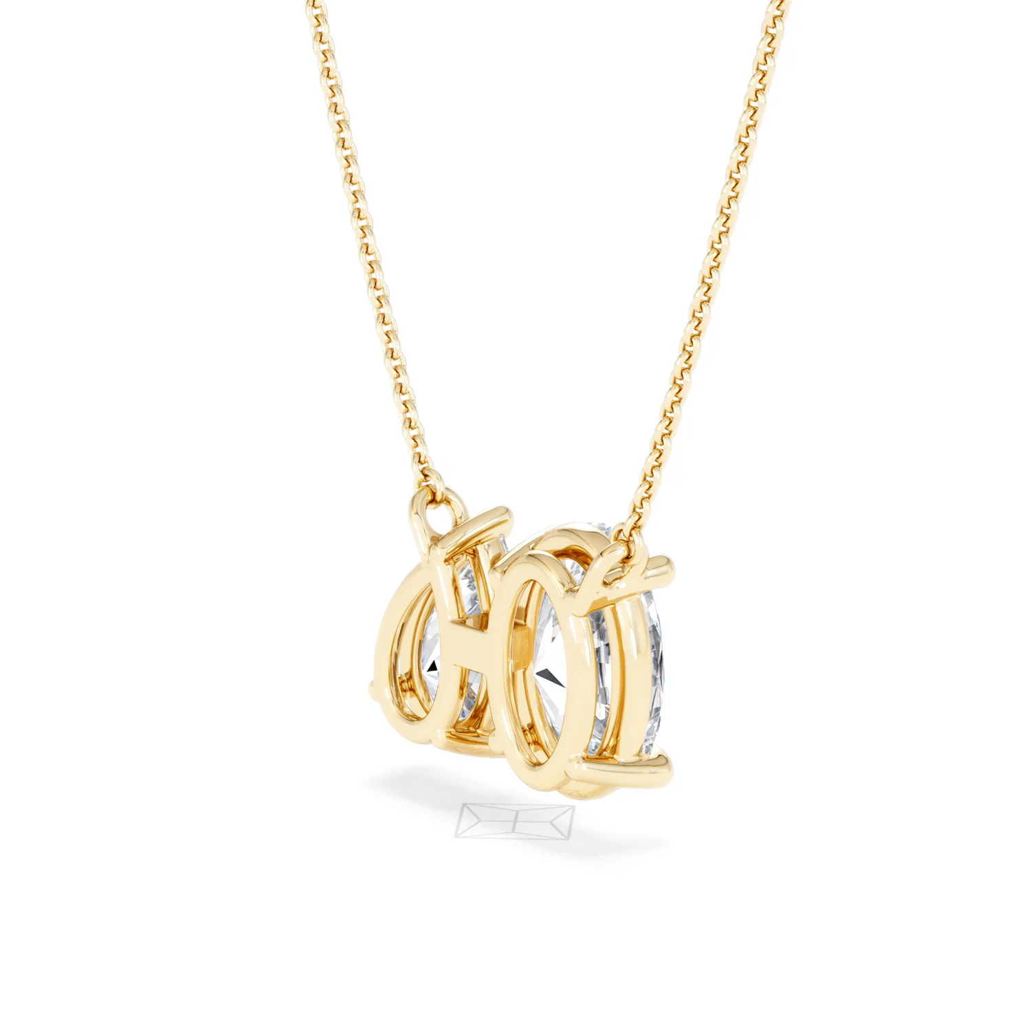 Toi Et Moi 3.00ct Oval and Pear Cut Lab Diamond 2 Stone Necklace in 18k Yellow Gold - Image 38