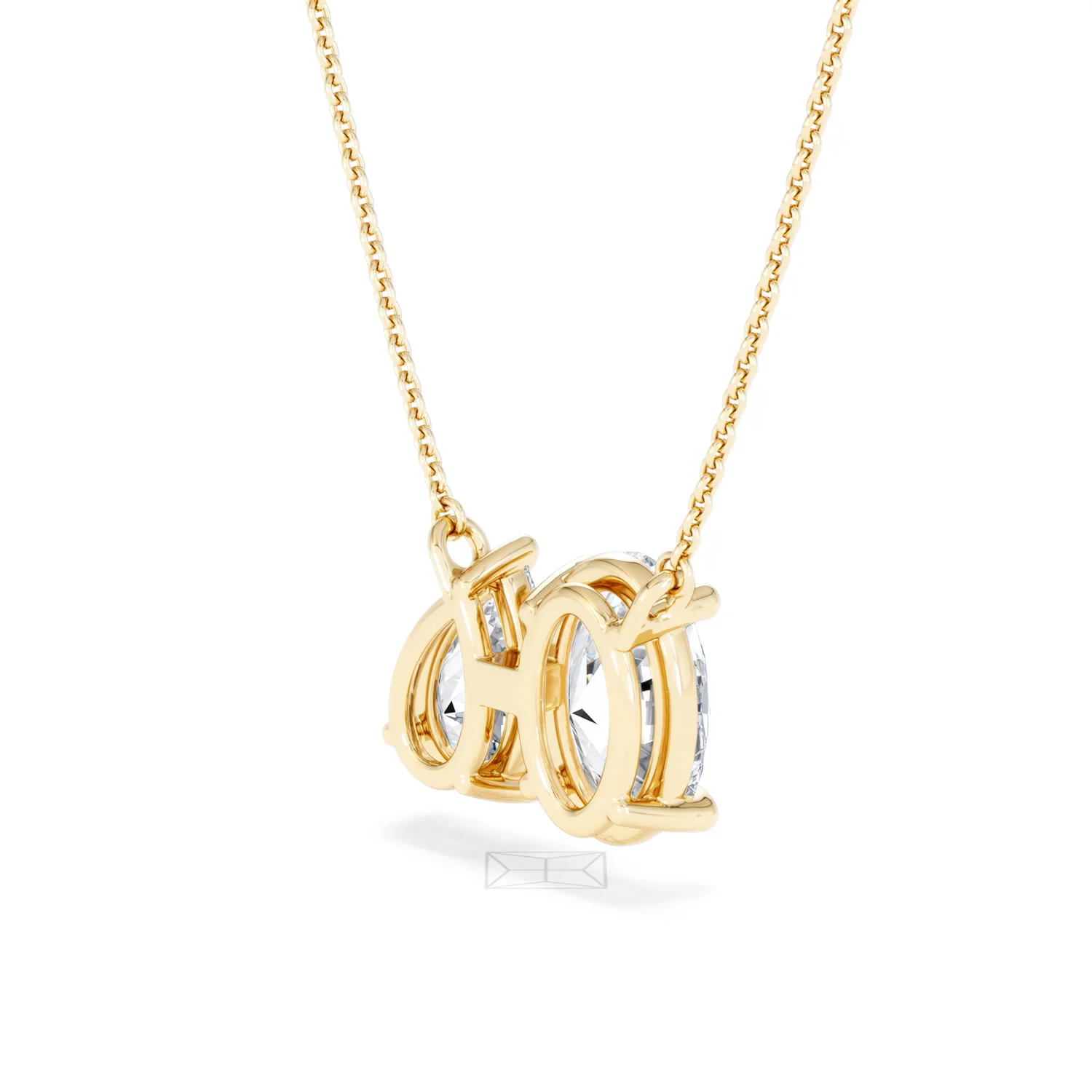 Toi Et Moi 3.00ct Oval and Pear Cut Lab Diamond 2 Stone Necklace in 18k Yellow Gold - Image 39