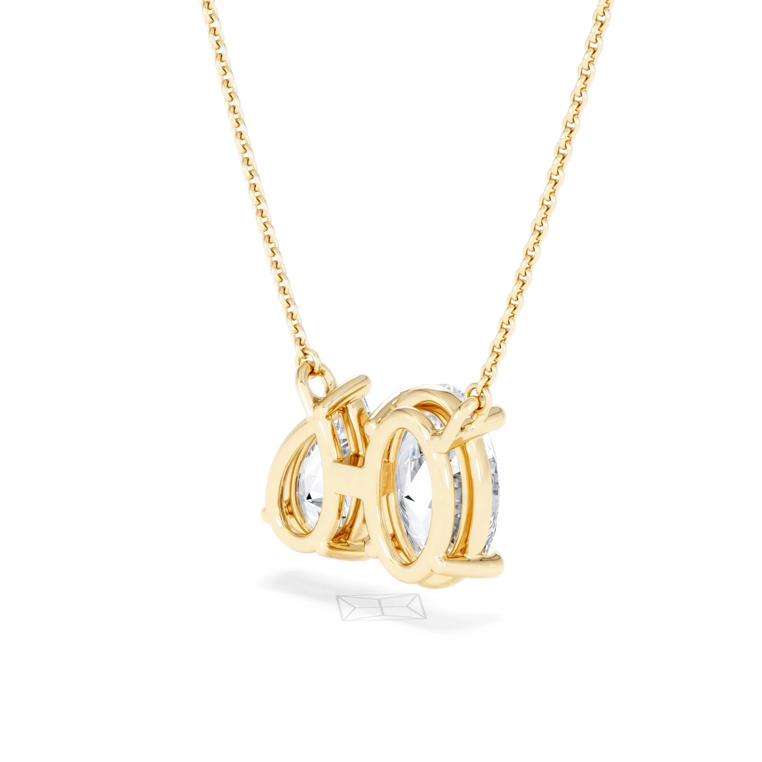 Toi Et Moi 3.00ct Oval and Pear Cut Lab Diamond 2 Stone Necklace in 18k Yellow Gold - Image 40