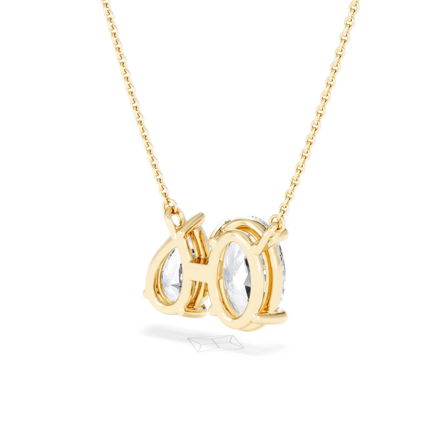 Toi Et Moi 3.00ct Oval and Pear Cut Lab Diamond 2 Stone Necklace in 18k Yellow Gold - Image 42