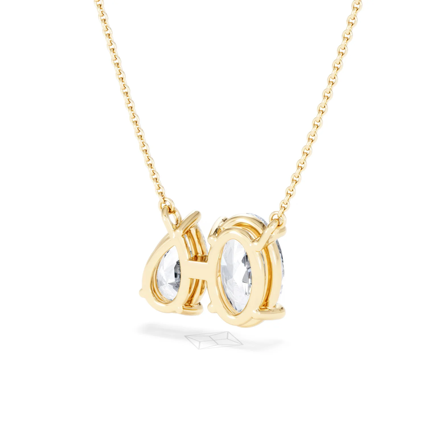 Toi Et Moi 3.00ct Oval and Pear Cut Lab Diamond 2 Stone Necklace in 18k Yellow Gold - Image 43