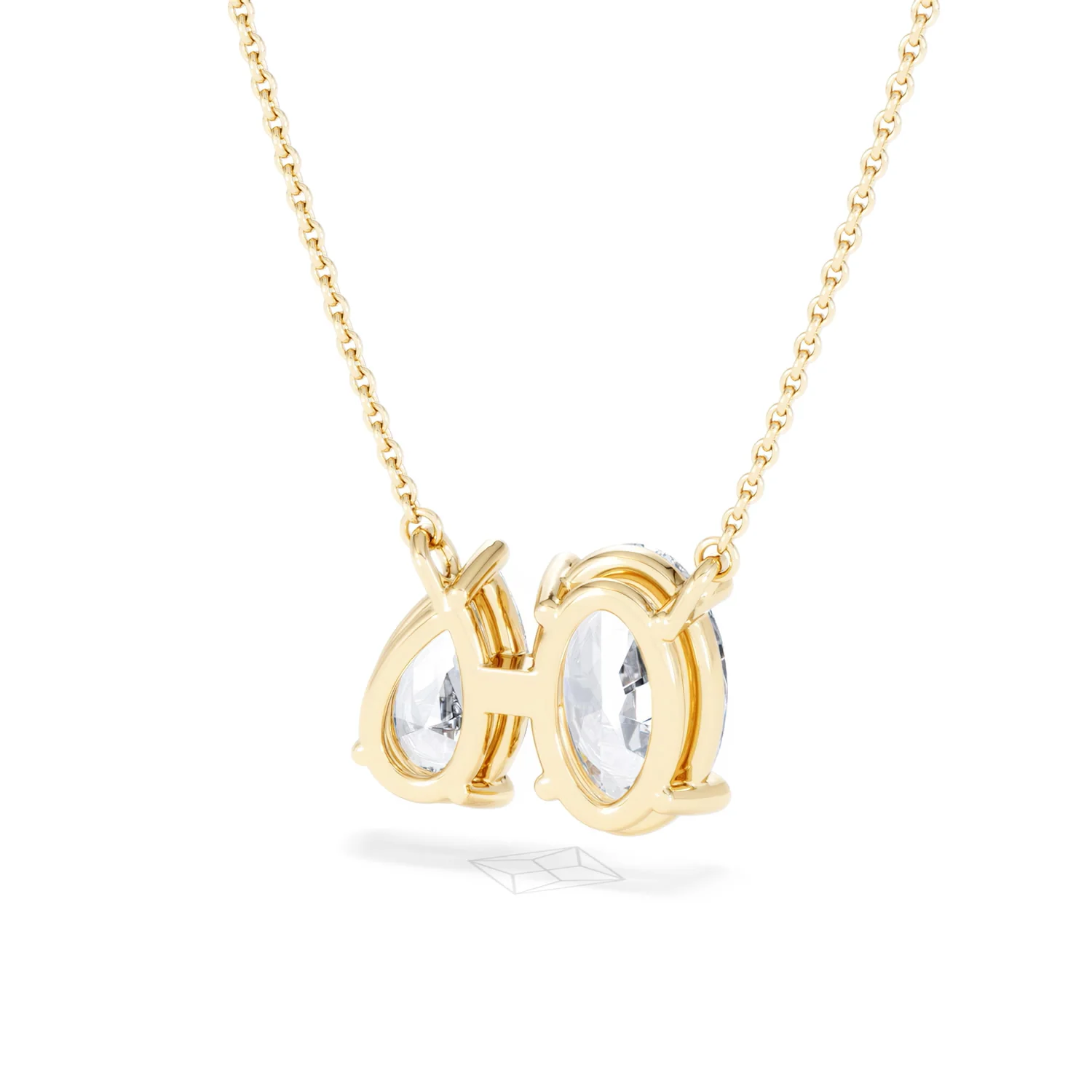 Toi Et Moi 3.00ct Oval and Pear Cut Lab Diamond 2 Stone Necklace in 18k Yellow Gold - Image 44