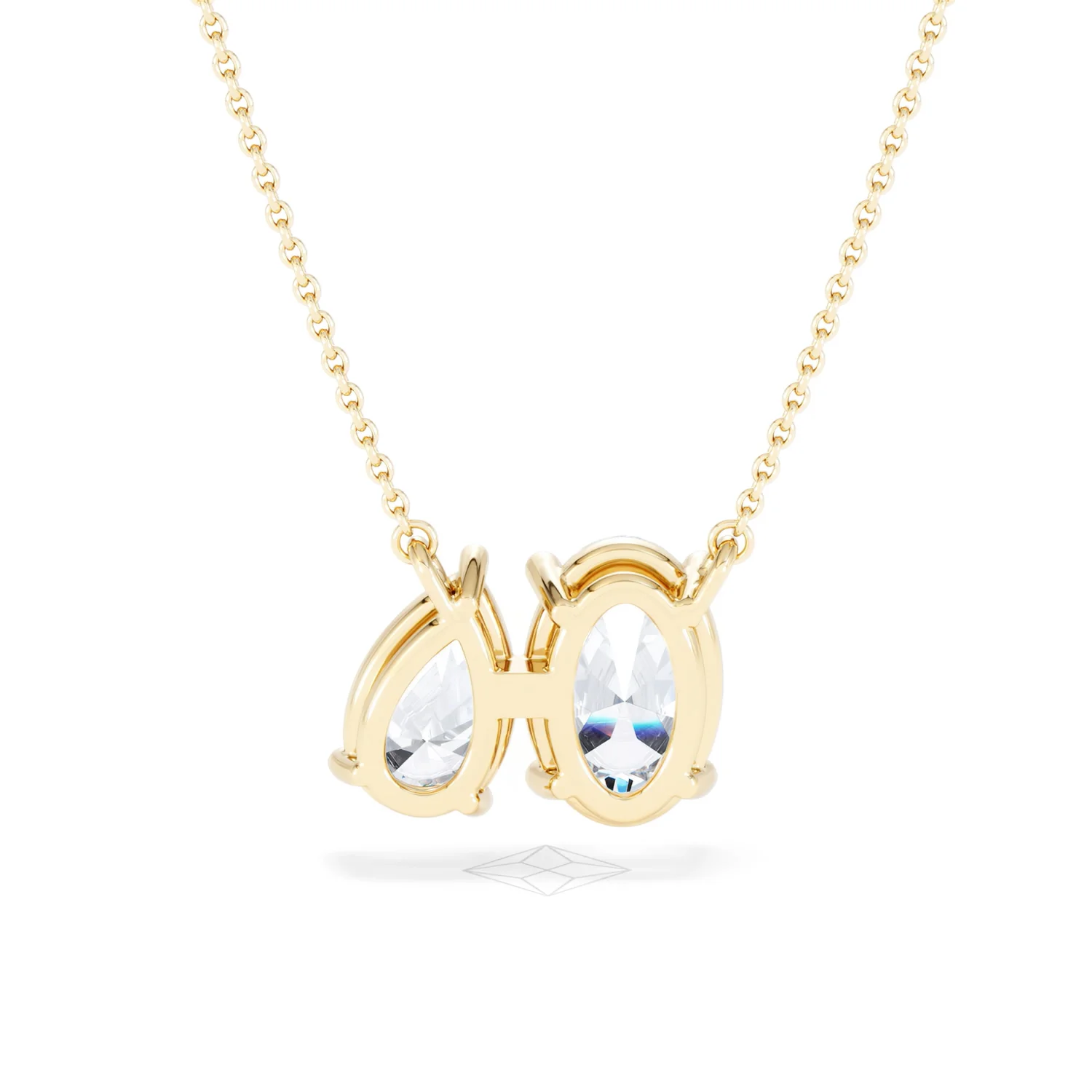 Toi Et Moi 3.00ct Oval and Pear Cut Lab Diamond 2 Stone Necklace in 18k Yellow Gold - Image 49