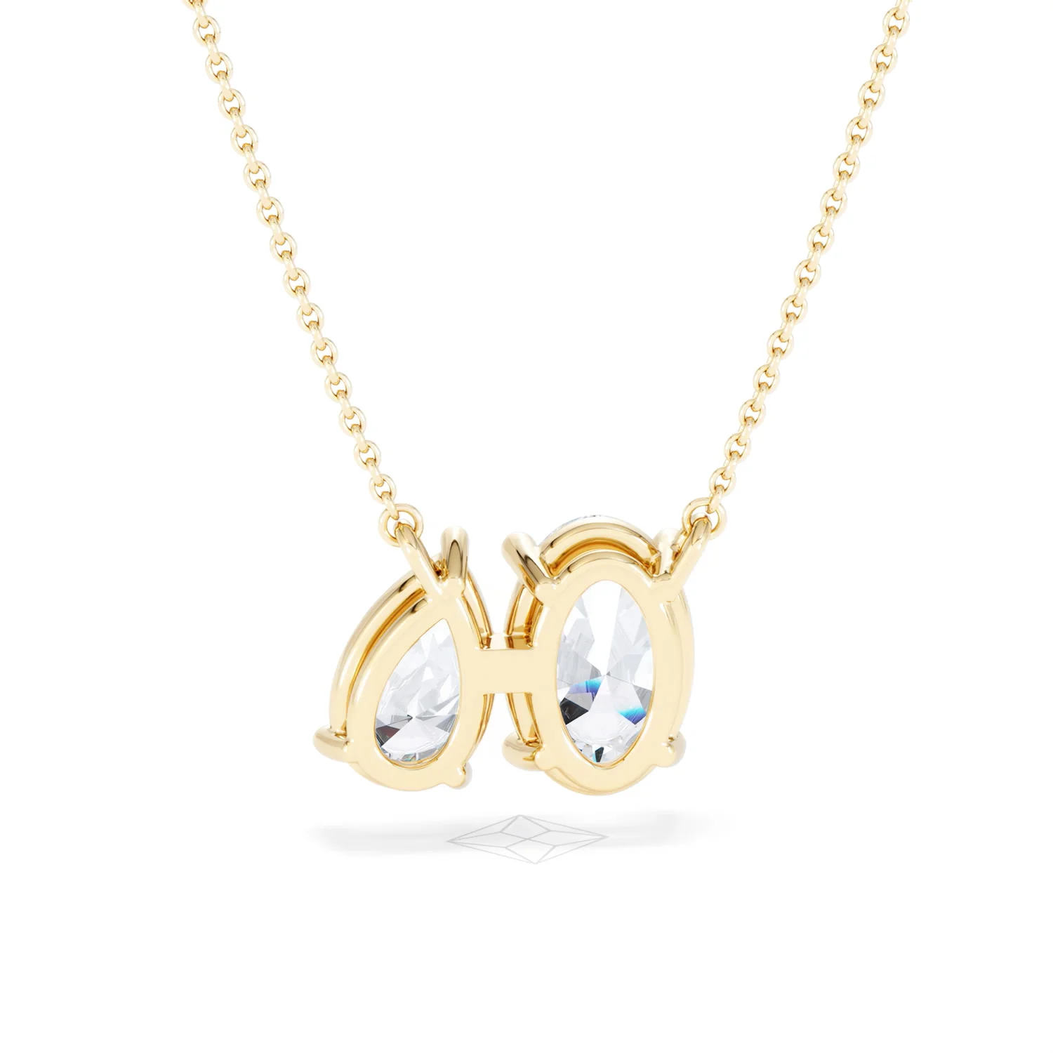 Toi Et Moi 3.00ct Oval and Pear Cut Lab Diamond 2 Stone Necklace in 18k Yellow Gold - Image 50