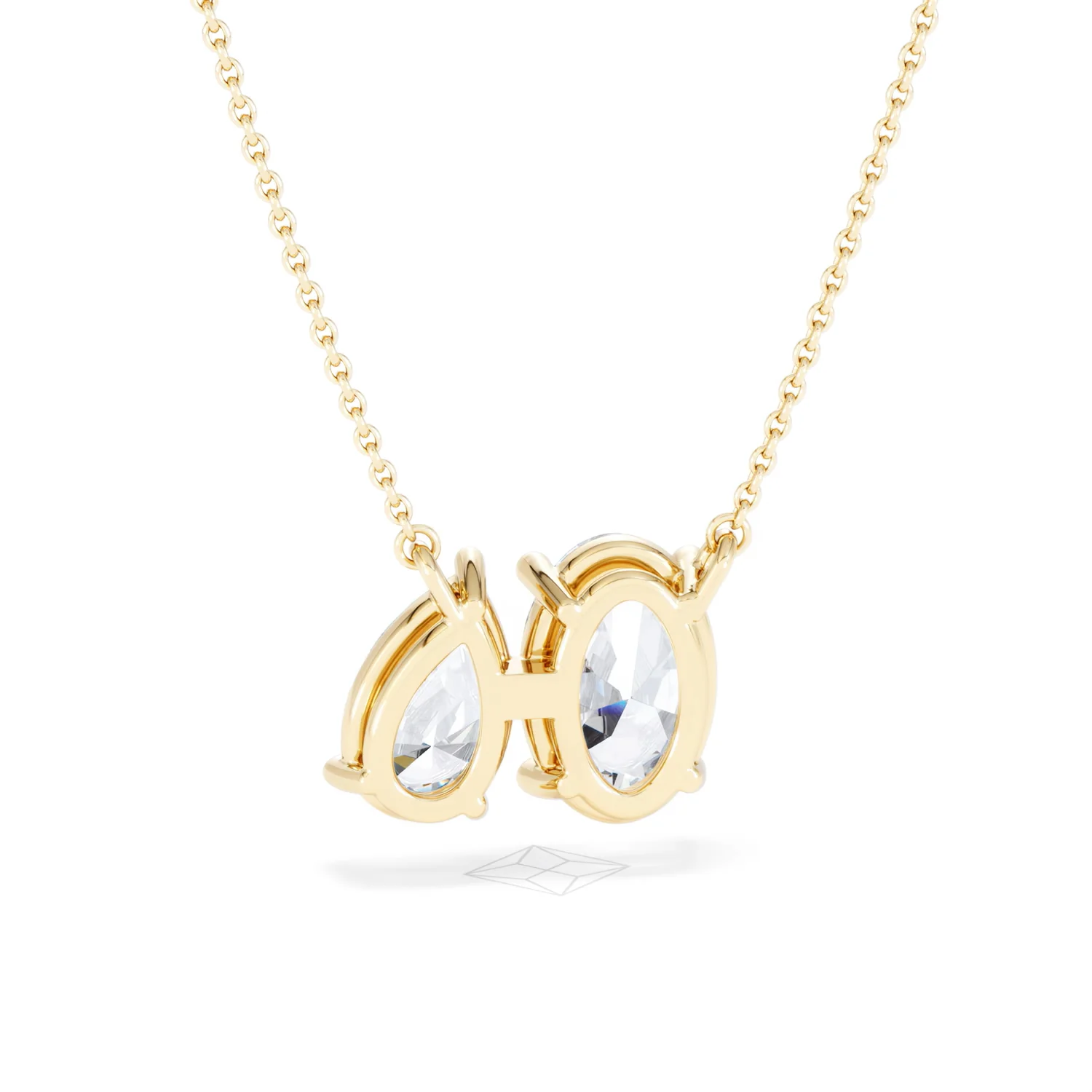 Toi Et Moi 3.00ct Oval and Pear Cut Lab Diamond 2 Stone Necklace in 18k Yellow Gold - Image 51