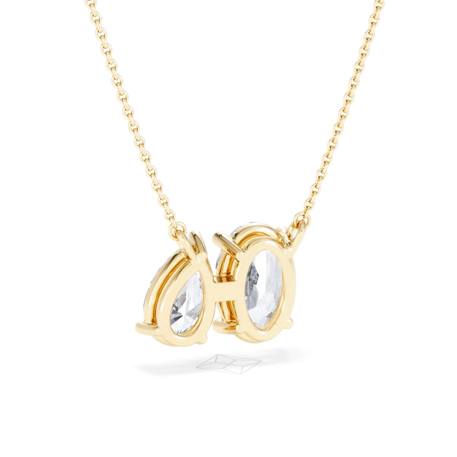 Toi Et Moi 3.00ct Oval and Pear Cut Lab Diamond 2 Stone Necklace in 18k Yellow Gold - Image 53