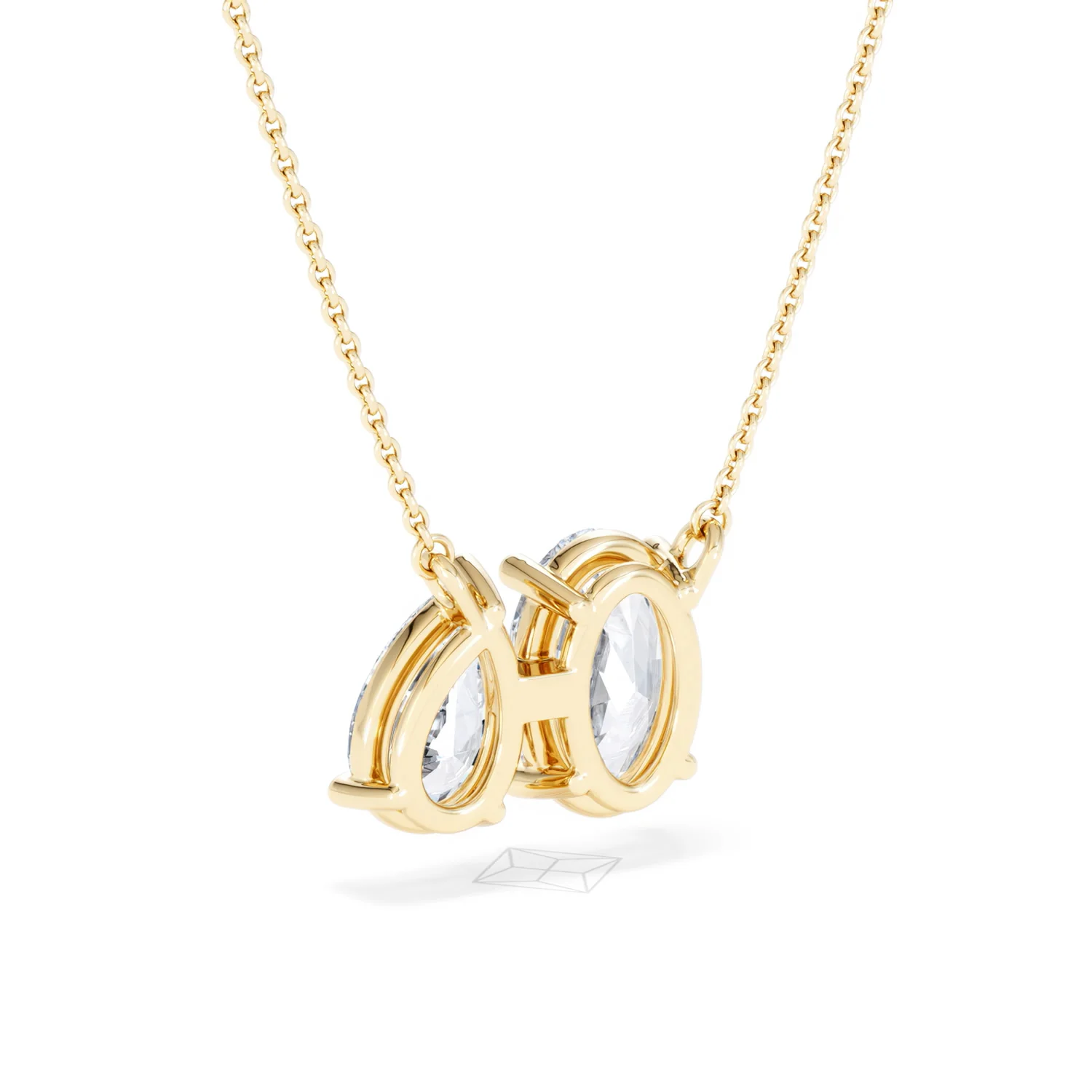 Toi Et Moi 3.00ct Oval and Pear Cut Lab Diamond 2 Stone Necklace in 18k Yellow Gold - Image 55