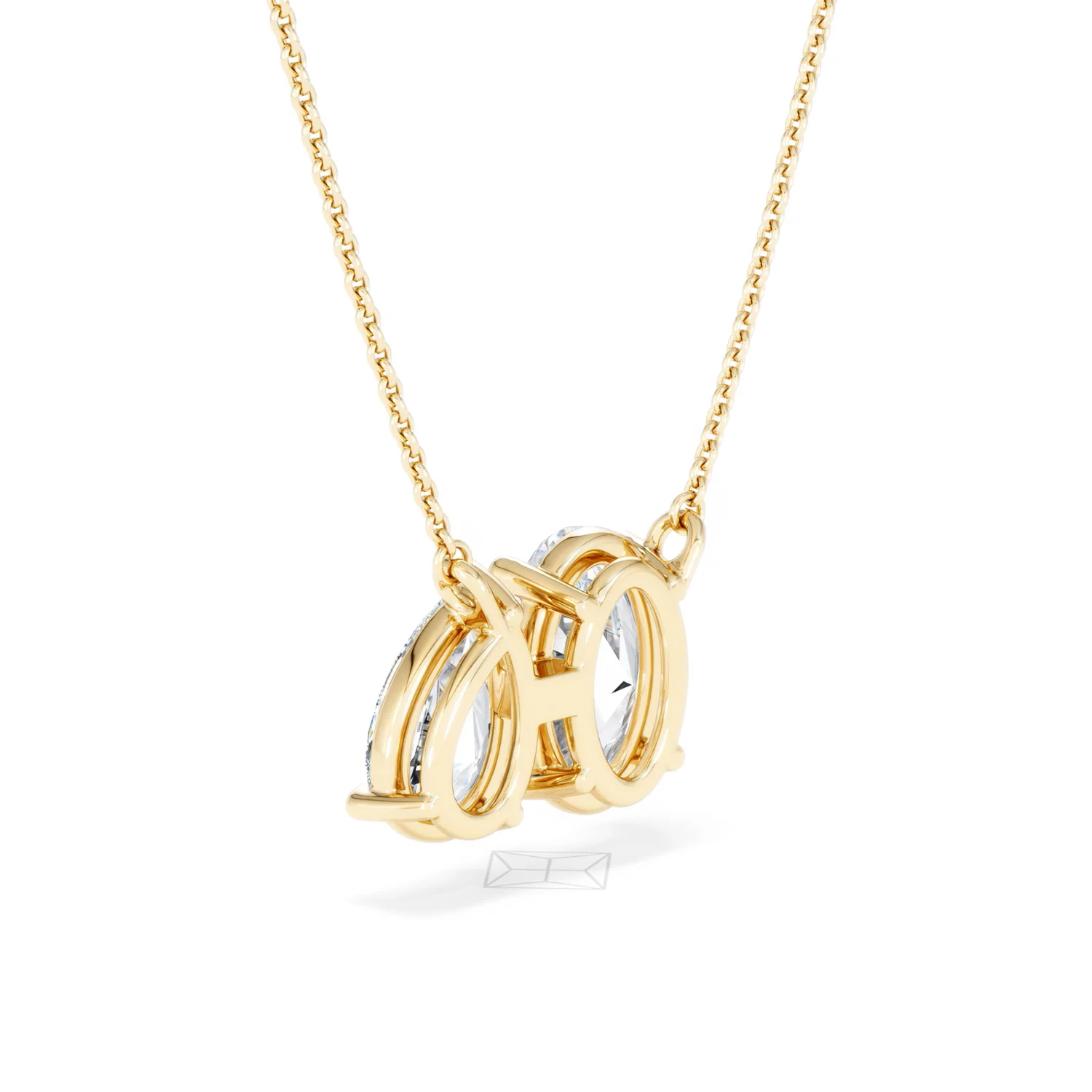 Toi Et Moi 3.00ct Oval and Pear Cut Lab Diamond 2 Stone Necklace in 18k Yellow Gold - Image 58