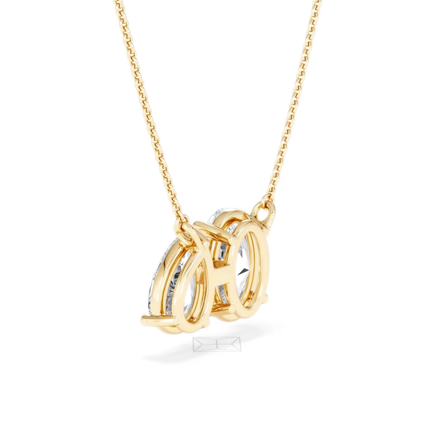 Toi Et Moi 3.00ct Oval and Pear Cut Lab Diamond 2 Stone Necklace in 18k Yellow Gold - Image 59