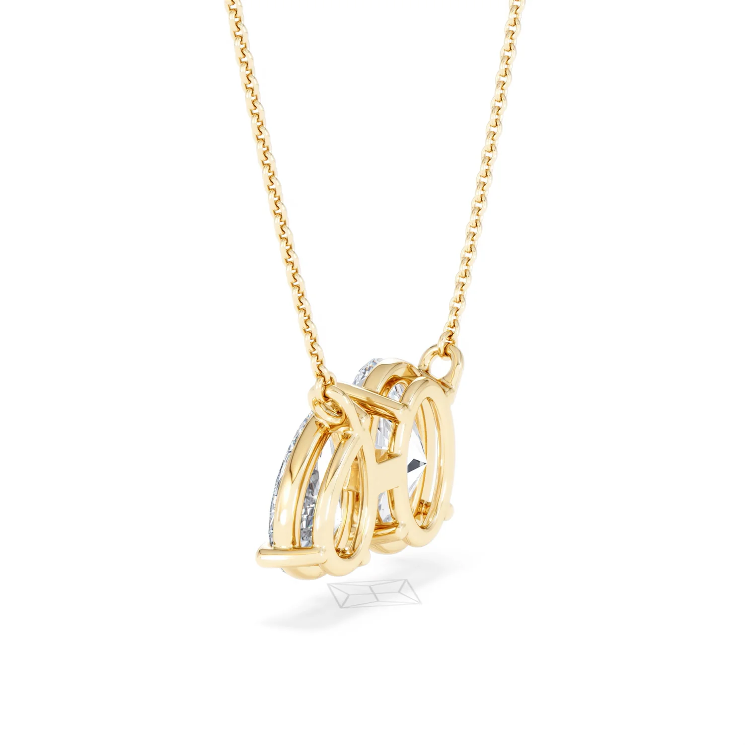 Toi Et Moi 3.00ct Oval and Pear Cut Lab Diamond 2 Stone Necklace in 18k Yellow Gold - Image 61