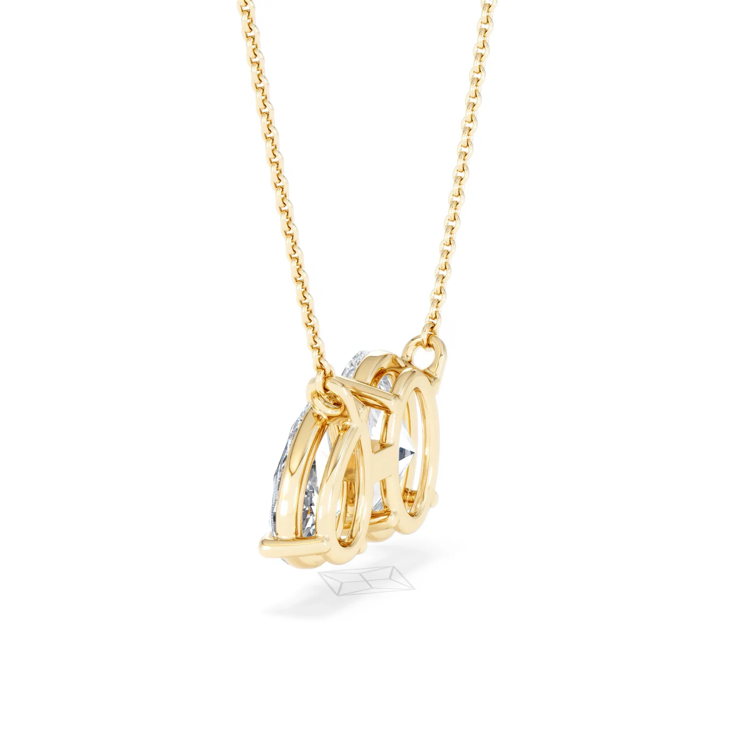Toi Et Moi 3.00ct Oval and Pear Cut Lab Diamond 2 Stone Necklace in 18k Yellow Gold - Image 62