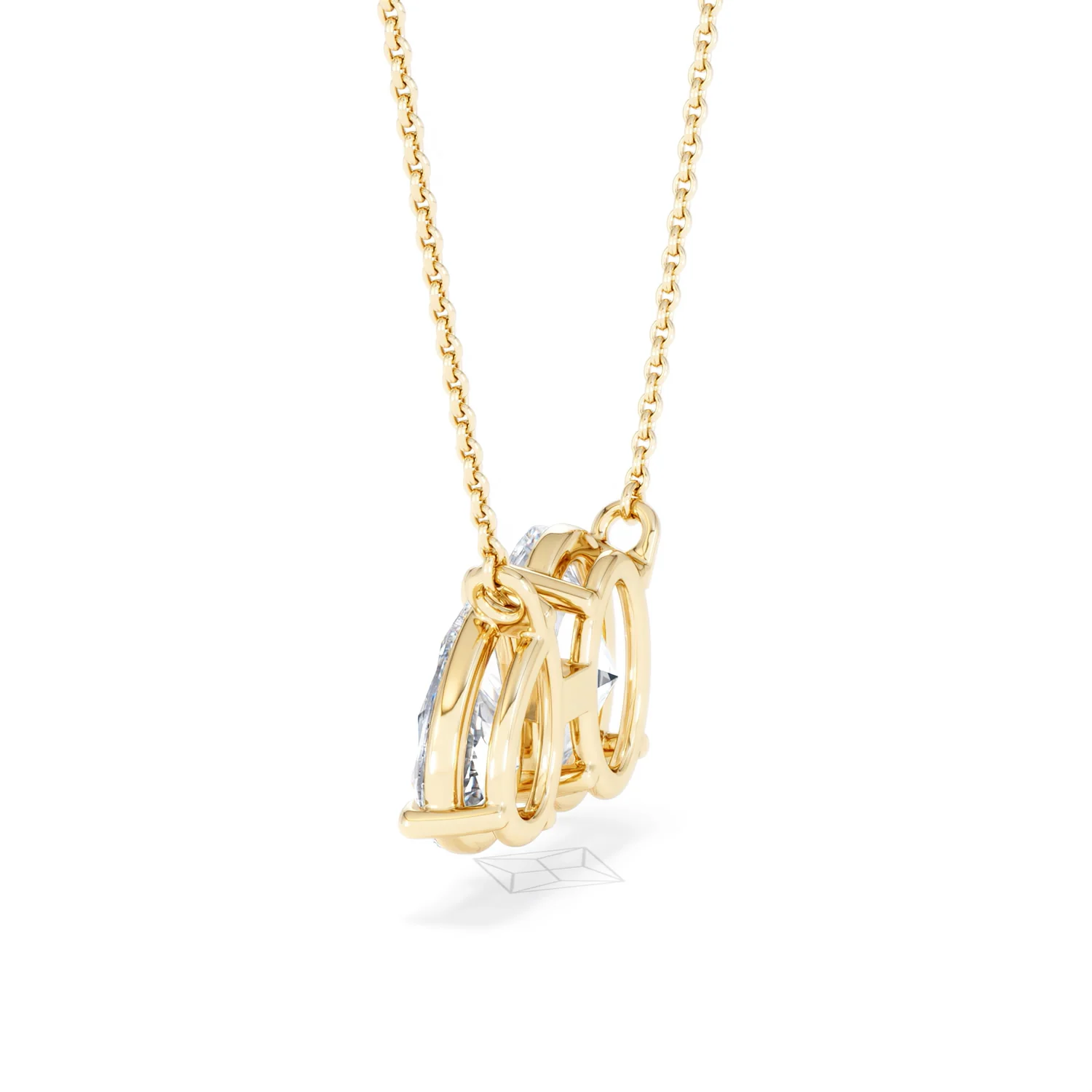Toi Et Moi 3.00ct Oval and Pear Cut Lab Diamond 2 Stone Necklace in 18k Yellow Gold - Image 63