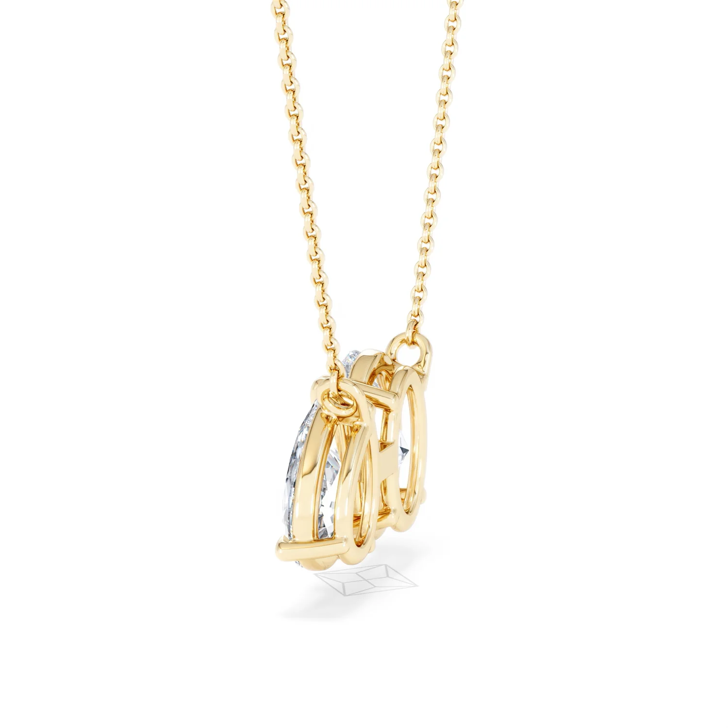 Toi Et Moi 3.00ct Oval and Pear Cut Lab Diamond 2 Stone Necklace in 18k Yellow Gold - Image 64