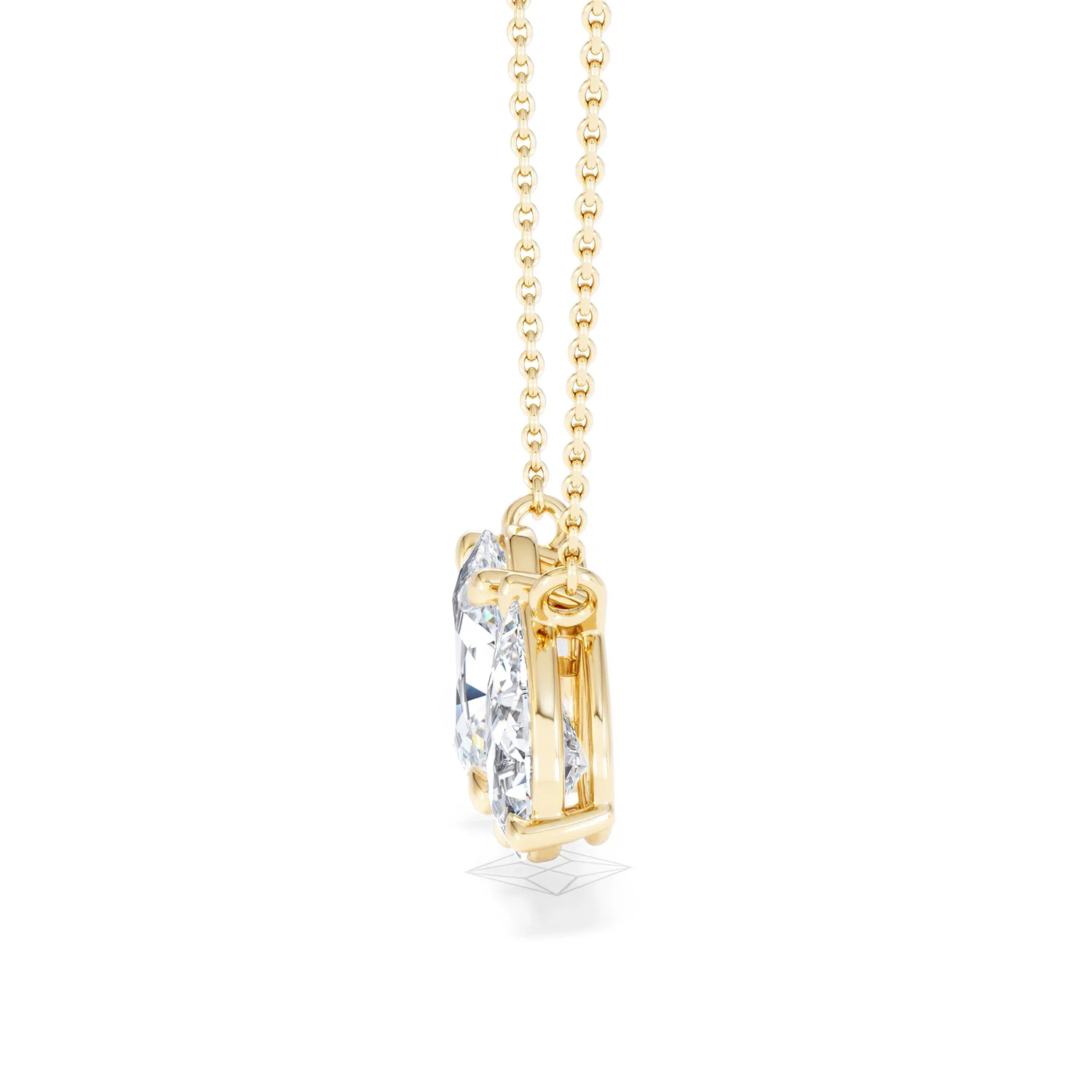 Toi Et Moi 3.00ct Oval and Pear Cut Lab Diamond 2 Stone Necklace in 18k Yellow Gold - Image 70