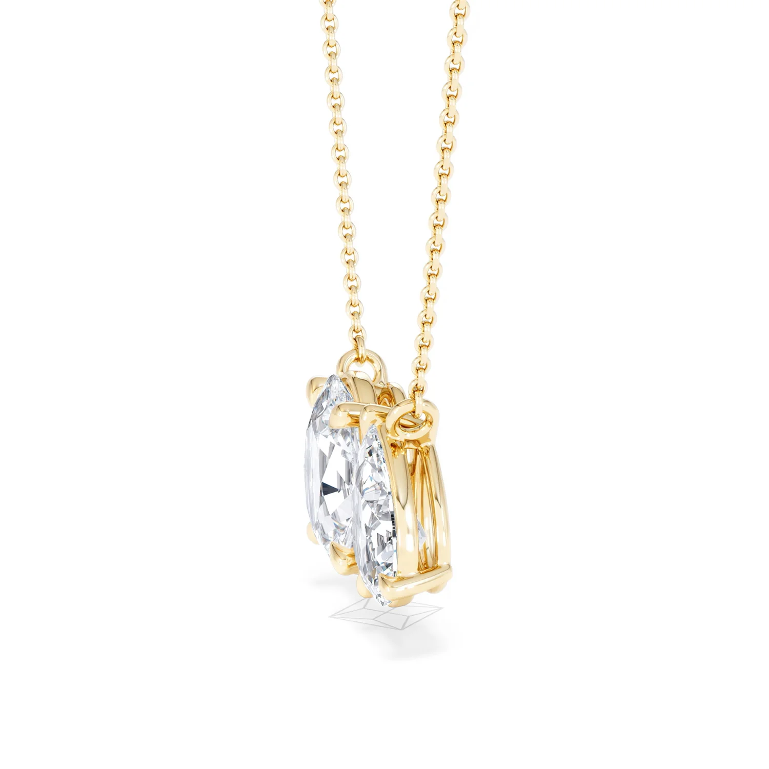 Toi Et Moi 3.00ct Oval and Pear Cut Lab Diamond 2 Stone Necklace in 18k Yellow Gold - Image 72