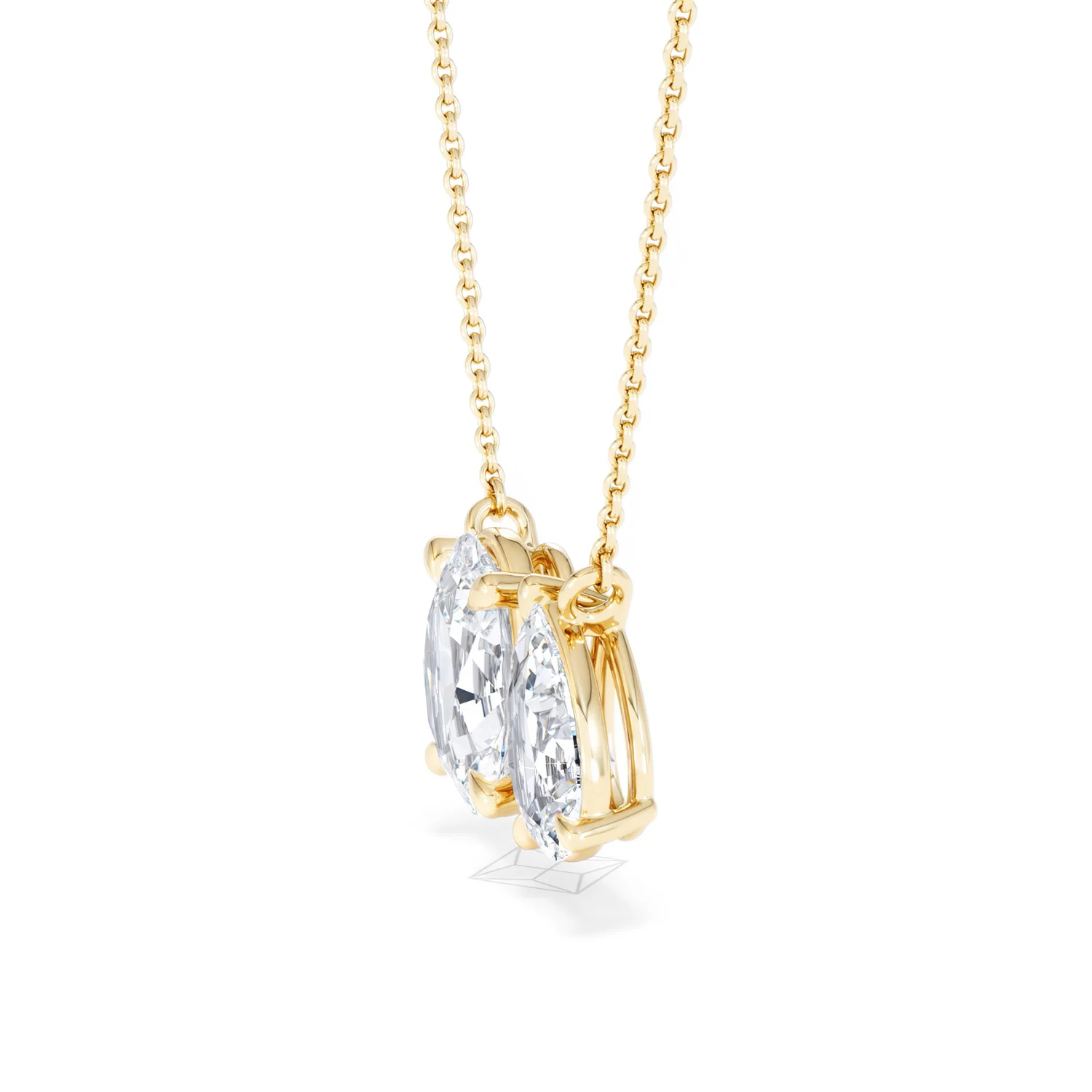 Toi Et Moi 3.00ct Oval and Pear Cut Lab Diamond 2 Stone Necklace in 18k Yellow Gold - Image 73