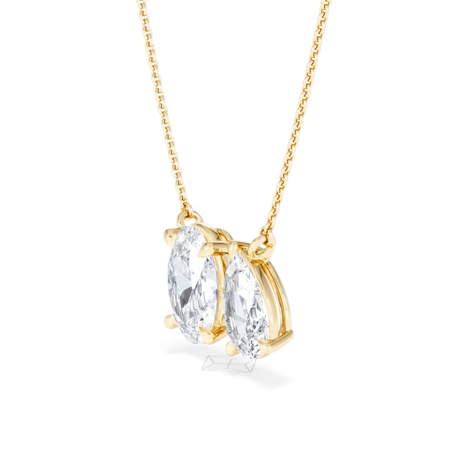 Toi Et Moi 3.00ct Oval and Pear Cut Lab Diamond 2 Stone Necklace in 18k Yellow Gold - Image 77
