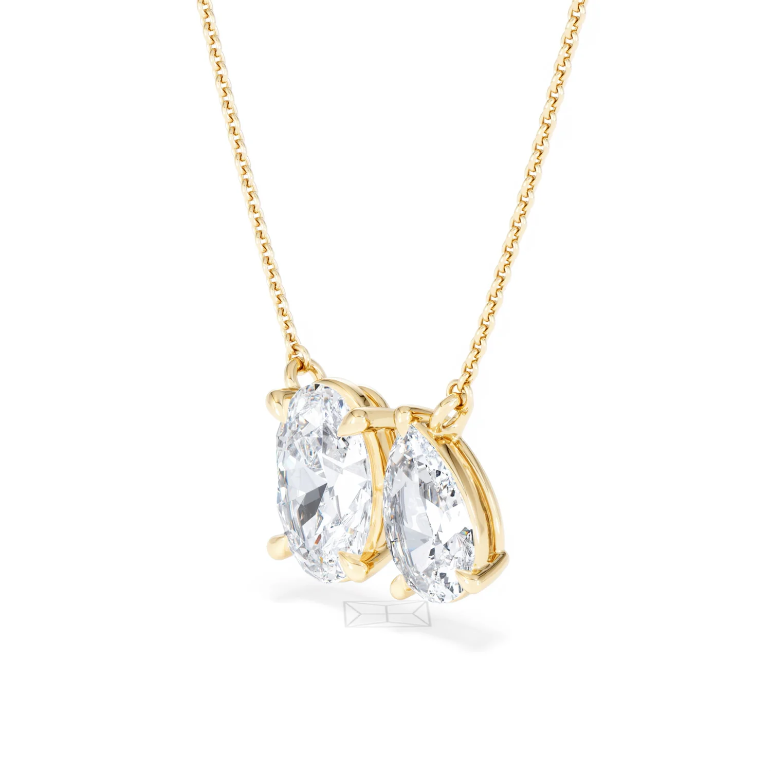 Toi Et Moi 3.00ct Oval and Pear Cut Lab Diamond 2 Stone Necklace in 18k Yellow Gold - Image 79