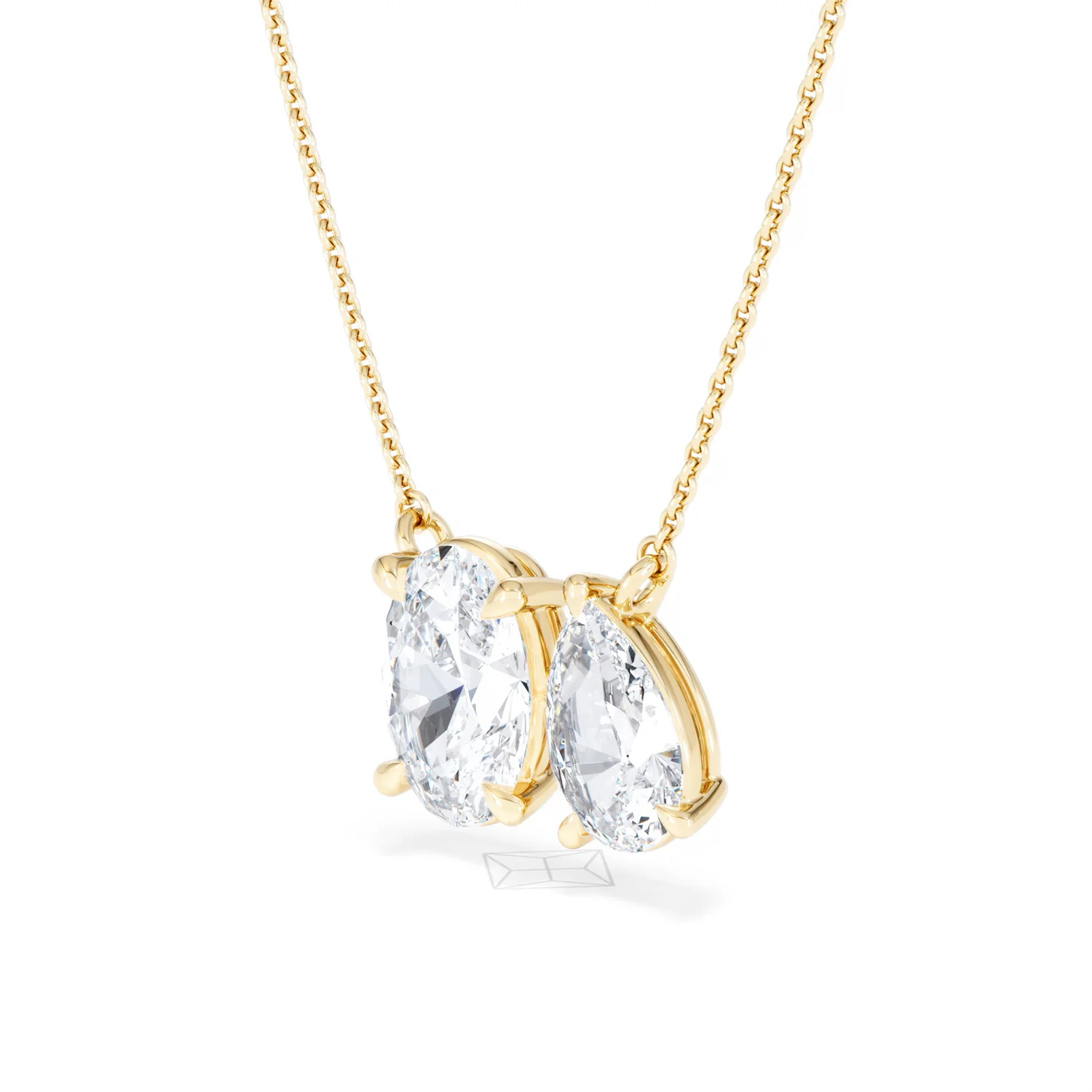 Toi Et Moi 3.00ct Oval and Pear Cut Lab Diamond 2 Stone Necklace in 18k Yellow Gold - Image 80