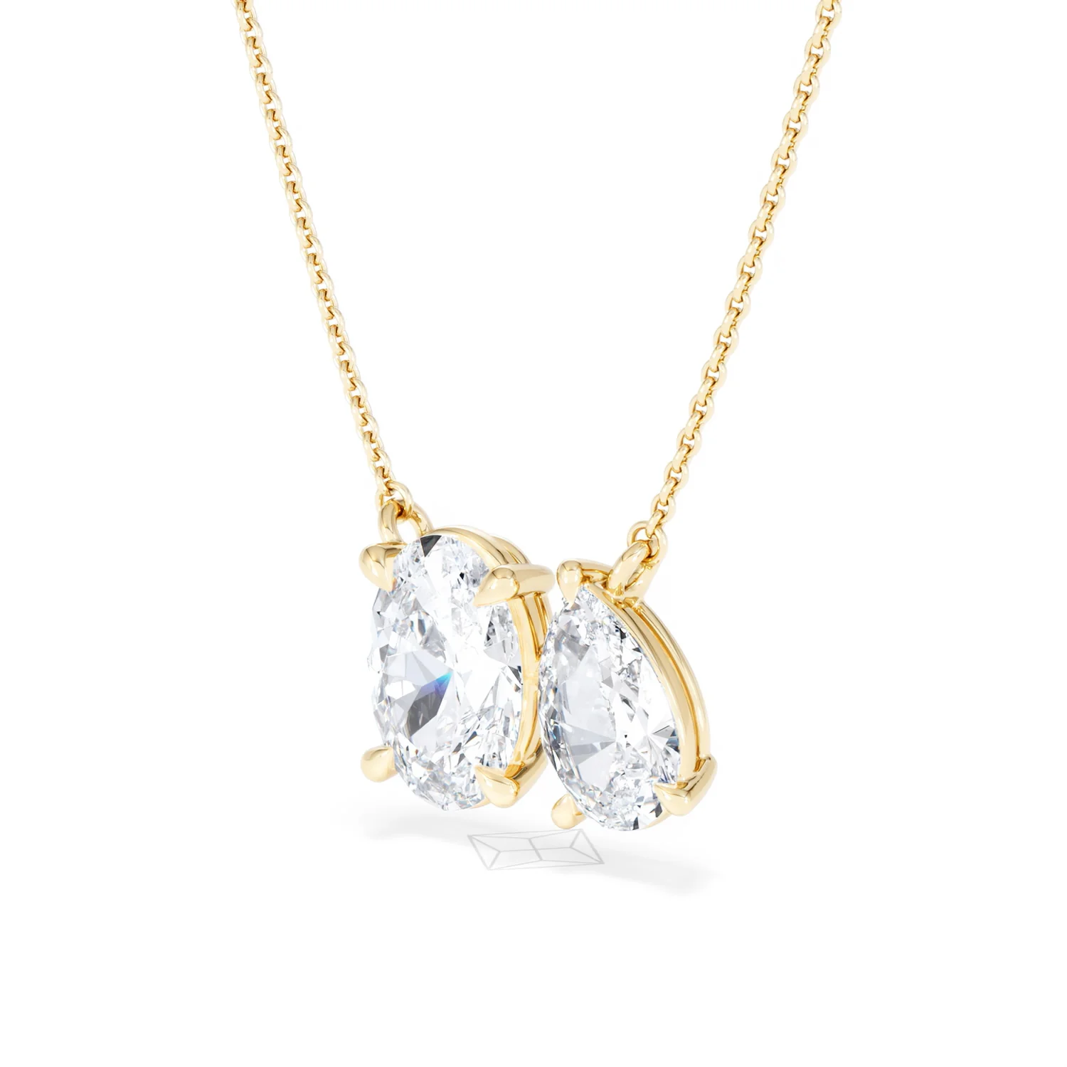 Toi Et Moi 3.00ct Oval and Pear Cut Lab Diamond 2 Stone Necklace in 18k Yellow Gold - Image 81