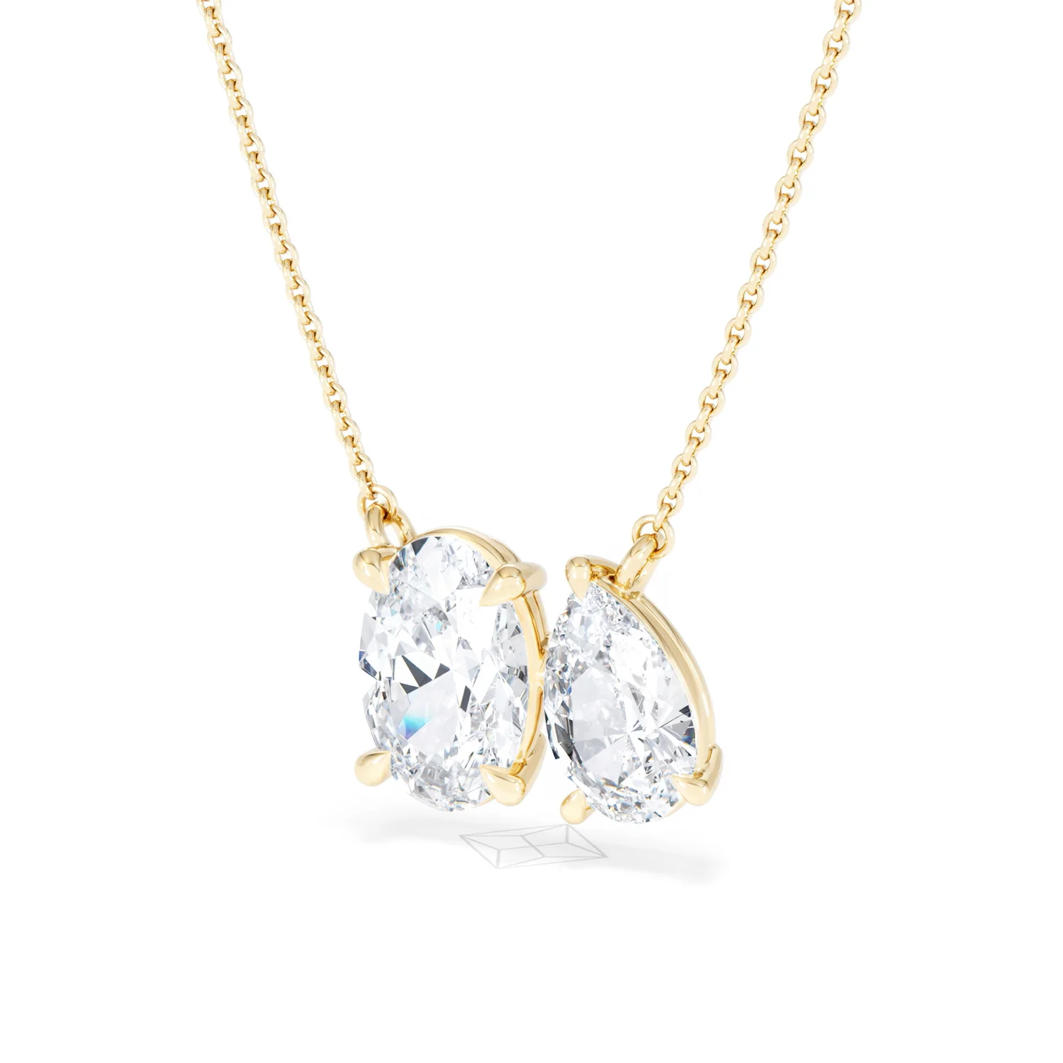 Toi Et Moi 3.00ct Oval and Pear Cut Lab Diamond 2 Stone Necklace in 18k Yellow Gold - Image 83