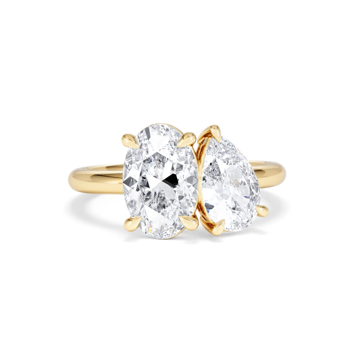Toi Et Moi 3.00ct Oval and Pear Cut Lab Diamond Engagement Ring in 18K Yellow Gold - Image 11