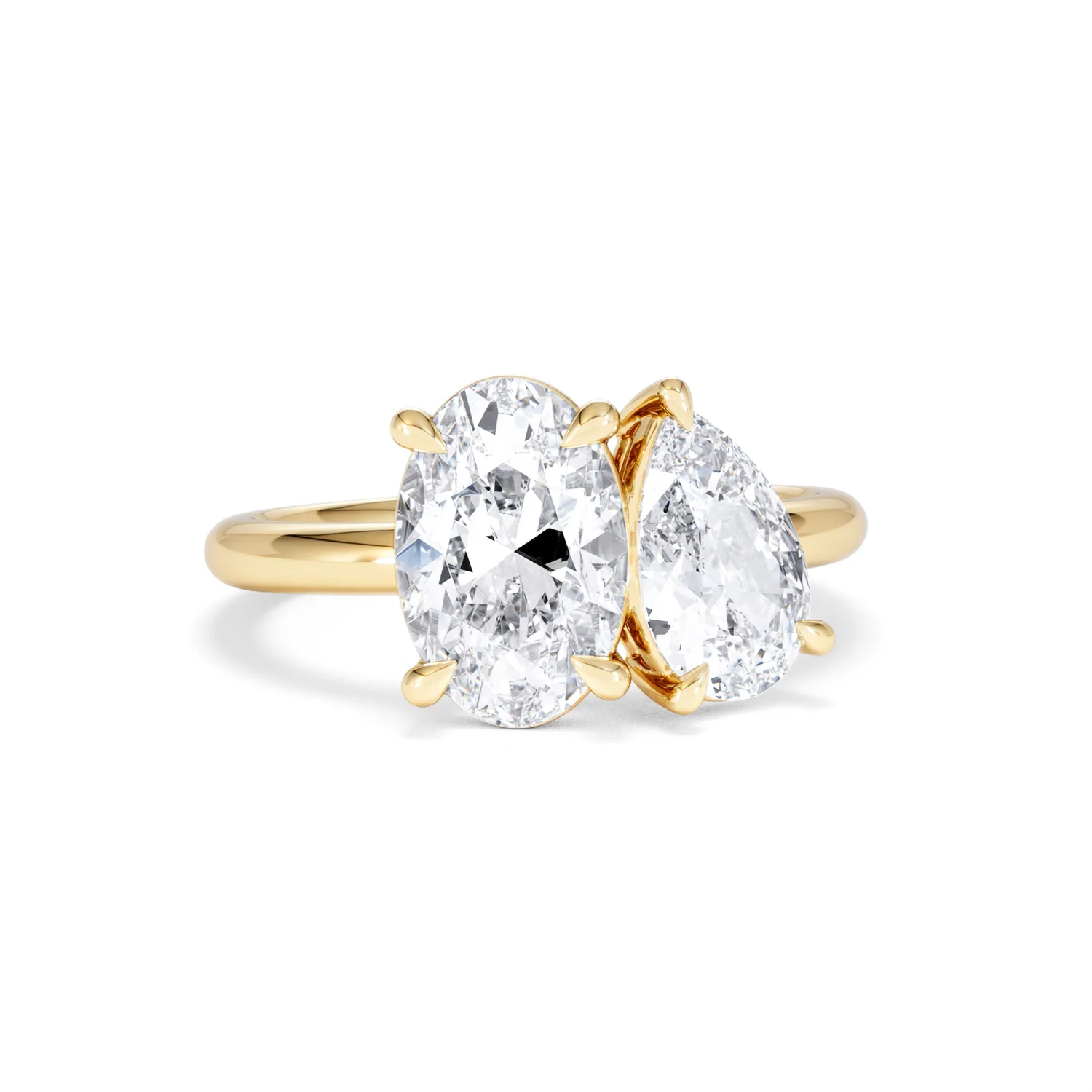 Toi Et Moi 3.00ct Oval and Pear Cut Lab Diamond Engagement Ring in 18K Yellow Gold - Image 12