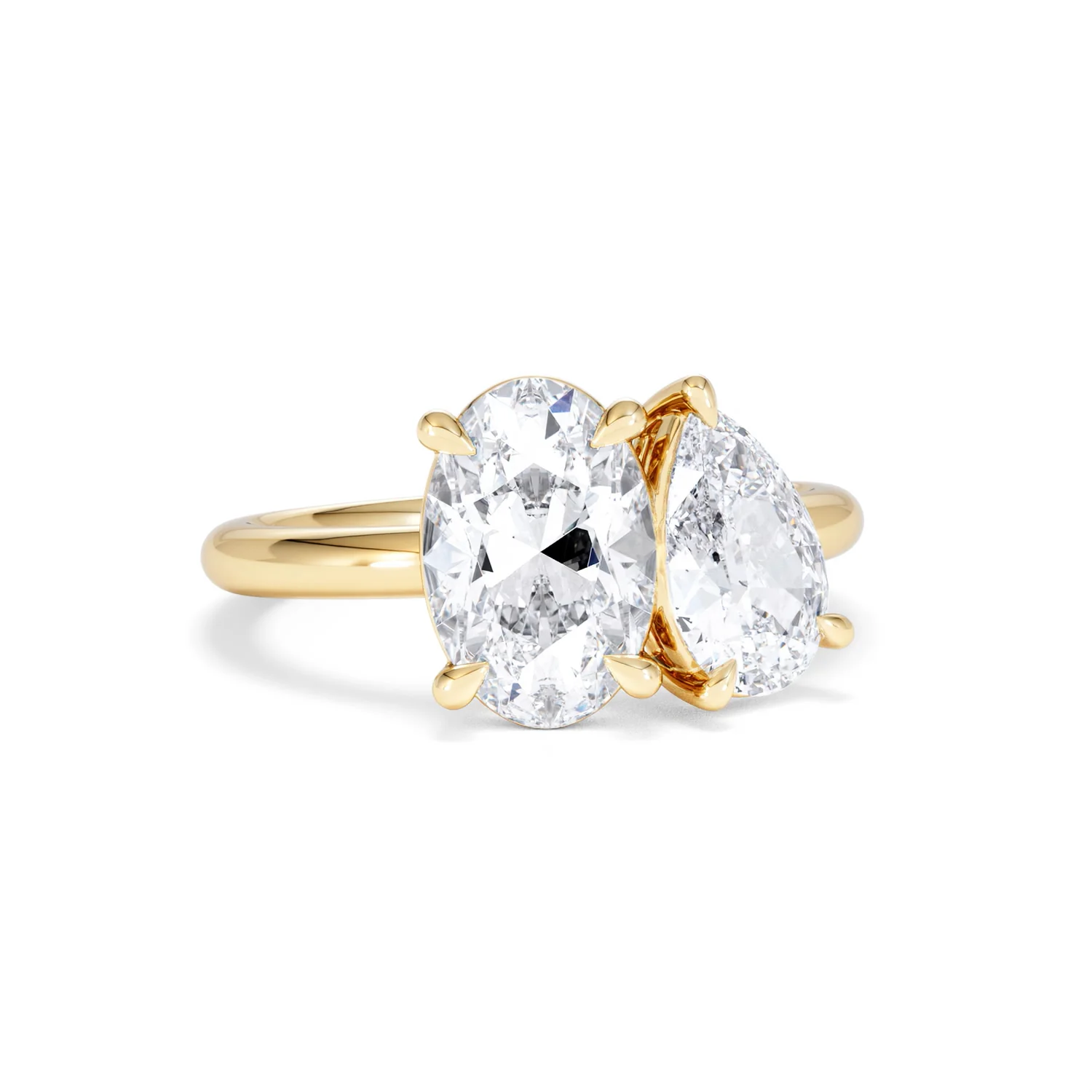 Toi Et Moi 3.00ct Oval and Pear Cut Lab Diamond Engagement Ring in 18K Yellow Gold - Image 13