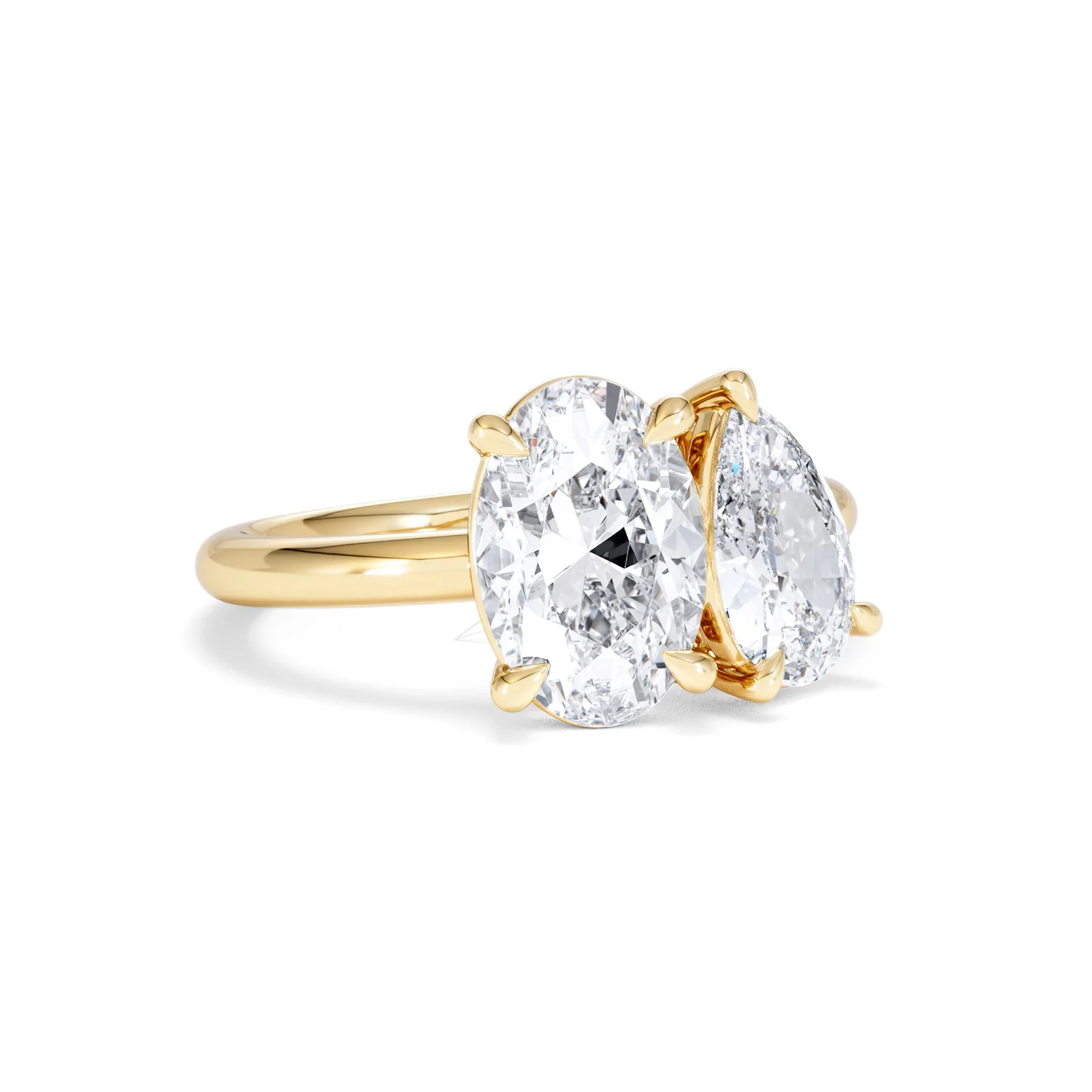 Toi Et Moi 3.00ct Oval and Pear Cut Lab Diamond Engagement Ring in 18K Yellow Gold - Image 15