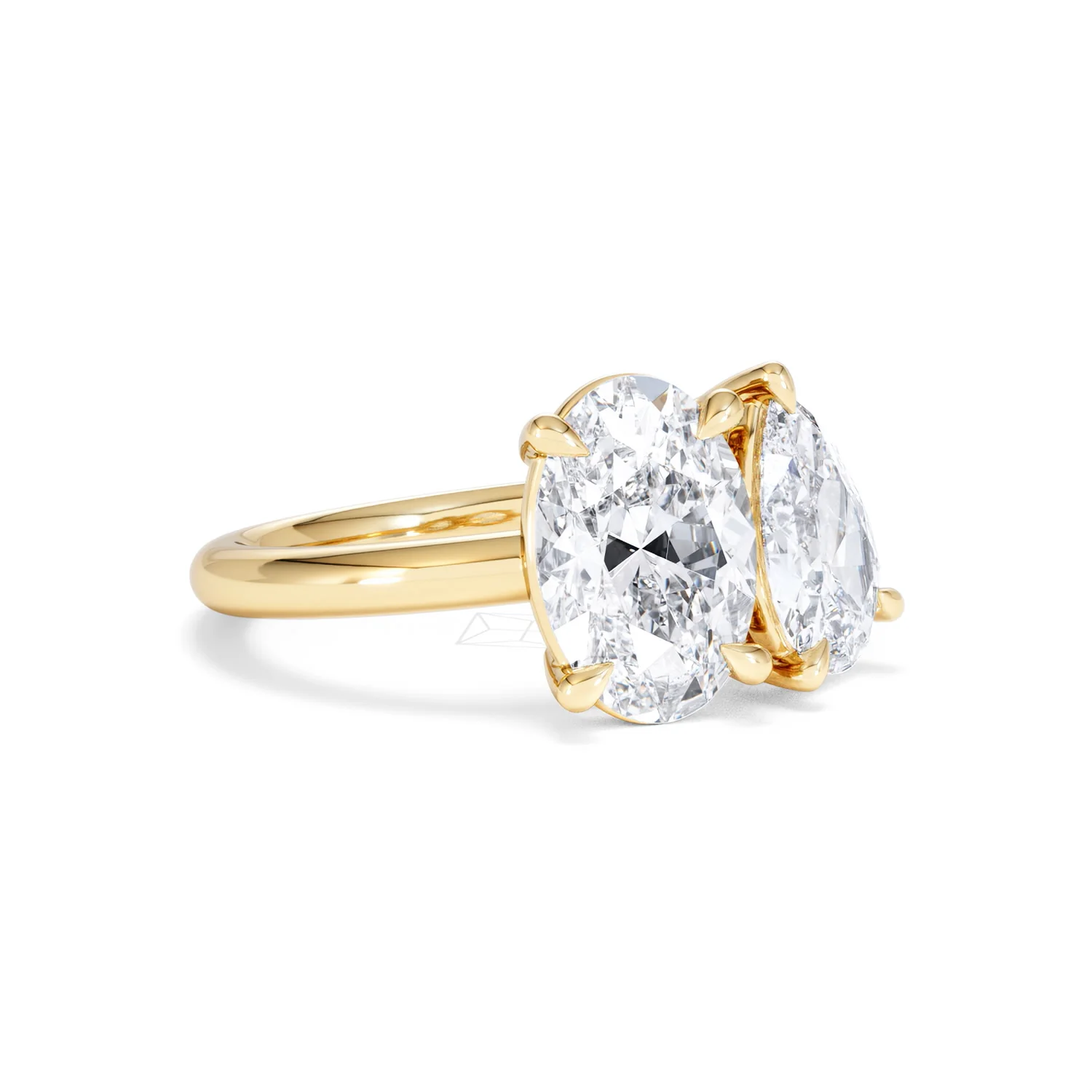 Toi Et Moi 3.00ct Oval and Pear Cut Lab Diamond Engagement Ring in 18K Yellow Gold - Image 17